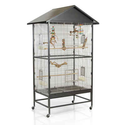 Montana Cages Vogelkäfig Villa Casa 90 - Käfig für kl. Vogelarten wie Sittiche und ähnliche, ca. 91 x 70 x 185 cm, Zink- und Schwermetall-frei, ungiftig