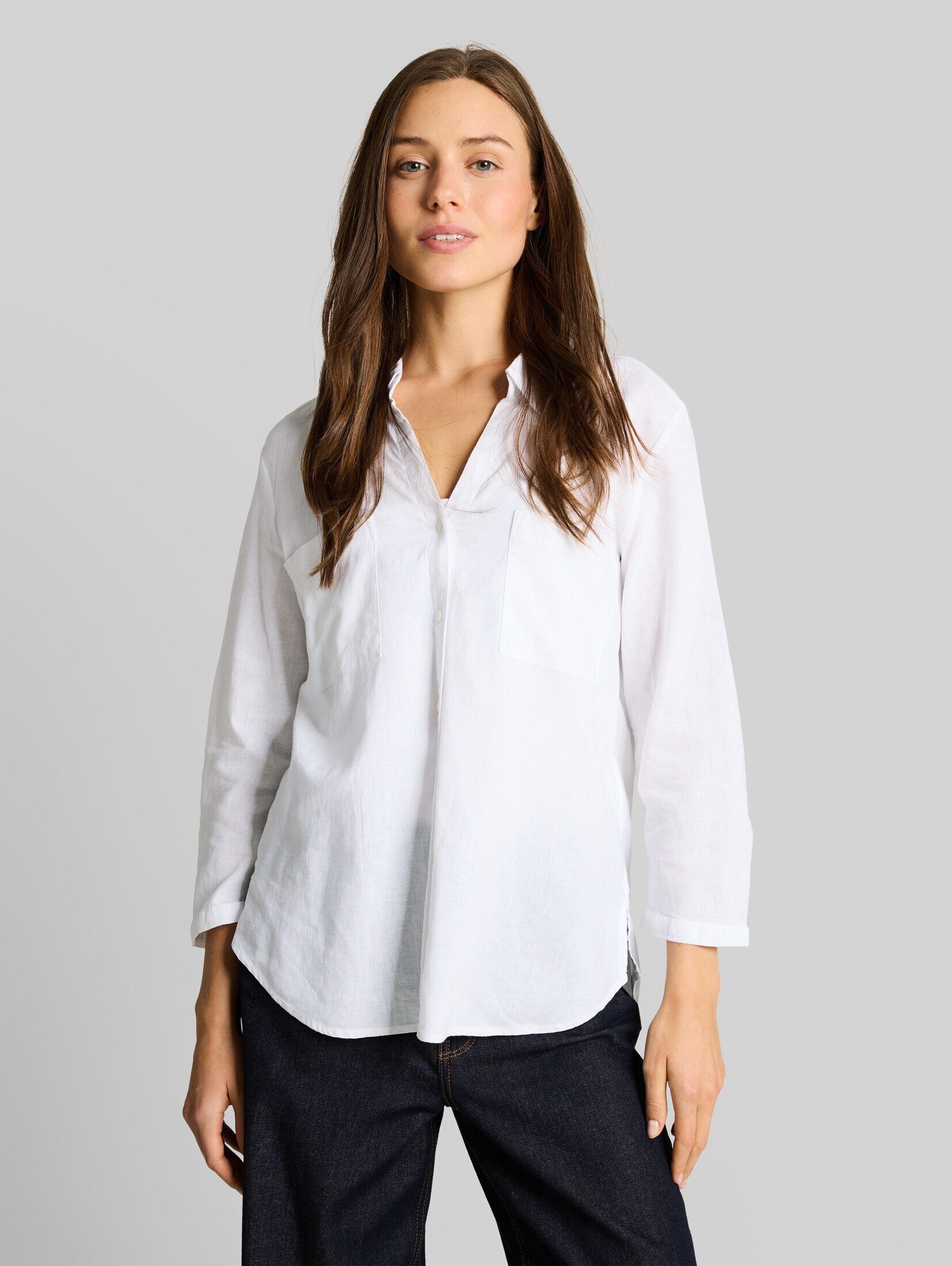 TOM TAILOR Langarmbluse Blusen & Shirts Hemdbluse mit Leinenanteil