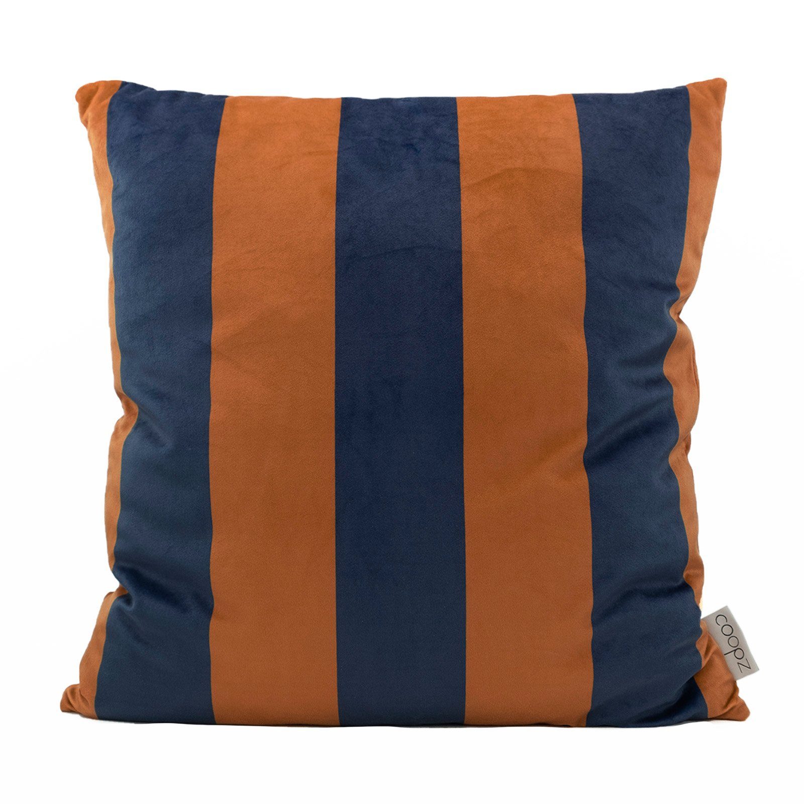 Kissenbezug coopz Kissenbezug Velvet Stripe blue orange Samt nature UV-beständig Handmade Grafik, coopz