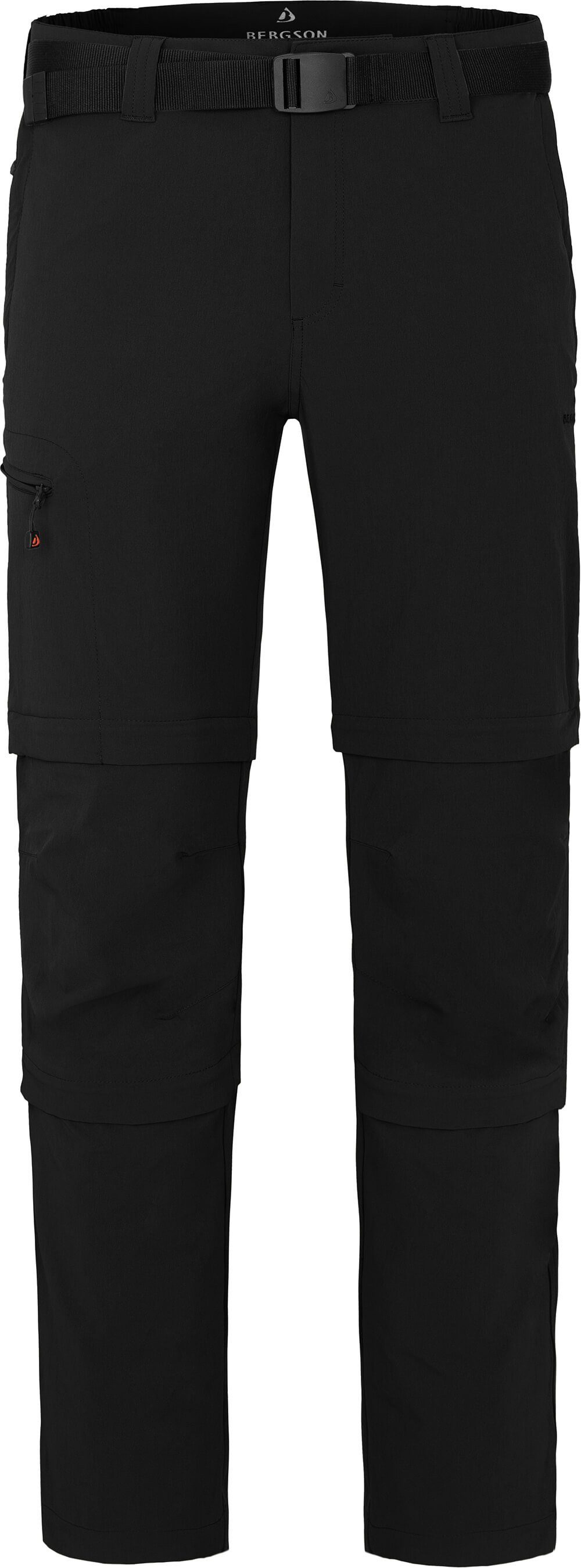 Bergson Zip-off-Hose OSSA Doppel Zipp-Off Herren Wanderhose, vielseitig, pflegeleicht, Kurzgrößen, schwarz