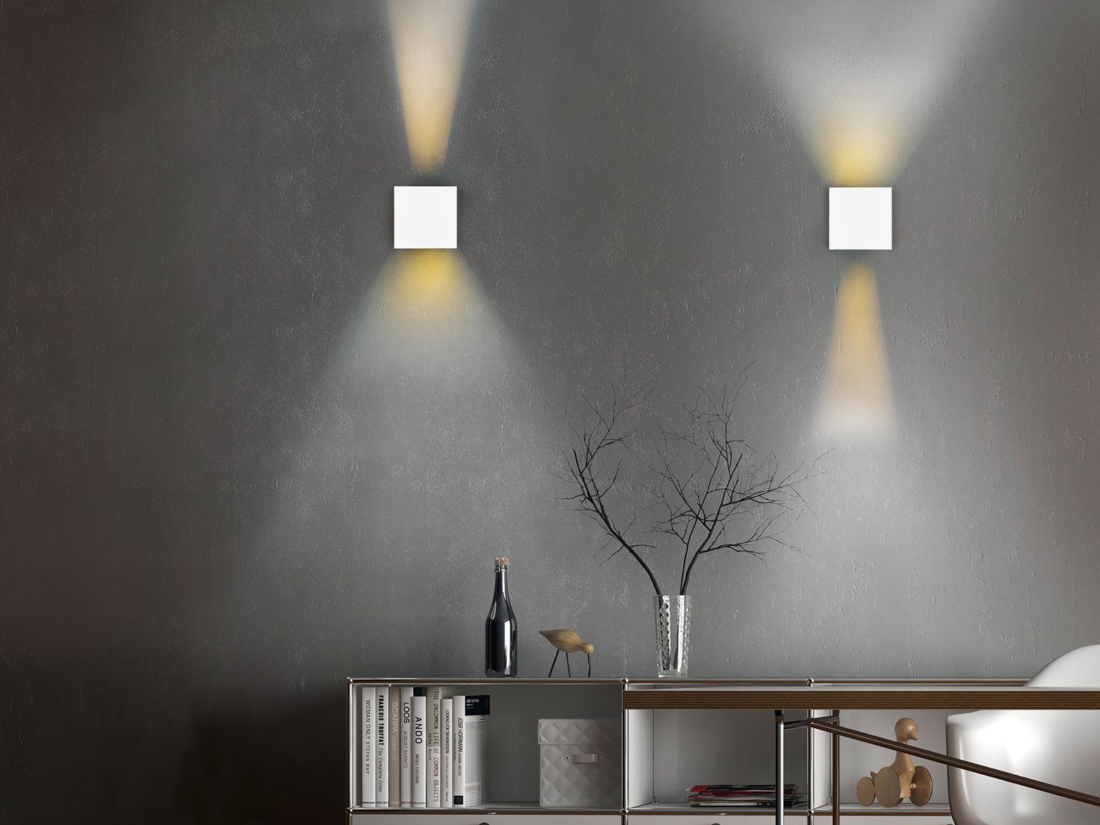 Reality Leuchten LED Außen-Wandleuchte, Bewegungsmelder, LED fest integriert, Warmweiß, Akku ohne Strom-anschluss kabel-los innen mit Bewegungsmelder, H: 10cm