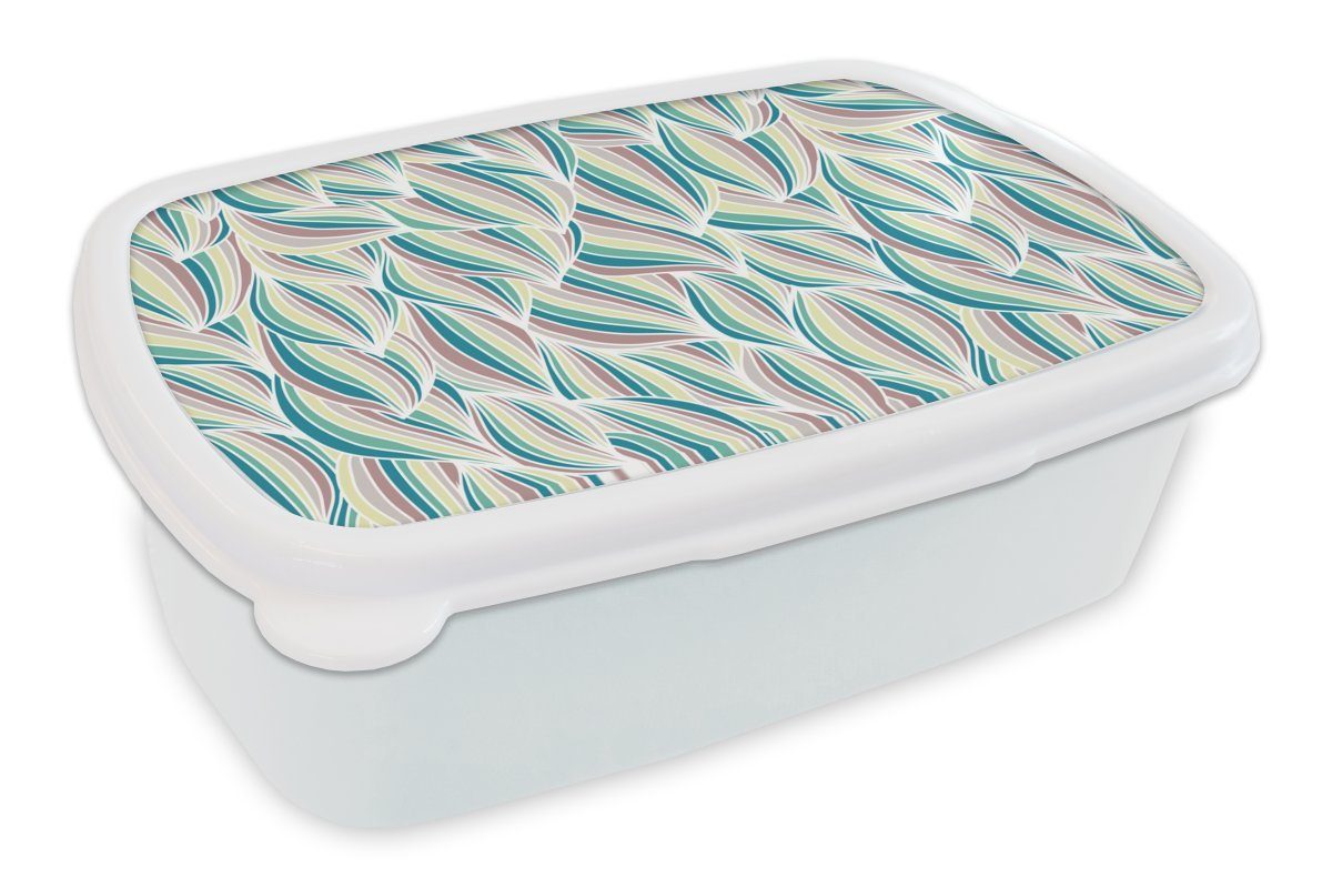 MuchoWow Lunchbox Muster - Strand - Meer - Abstrakt, Kunststoff, (2-tlg), Brotbox für Kinder und Erwachsene, Brotdose, für Jungs und Mädchen weiß