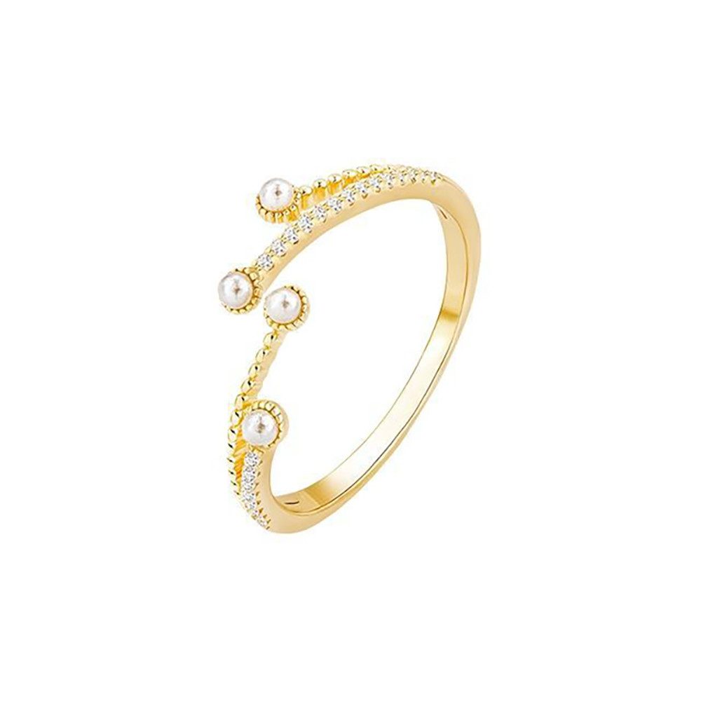 The Beauty House Fingerring Damen Verlobungsring goldfarbiger Ring mit Perl günstig online kaufen