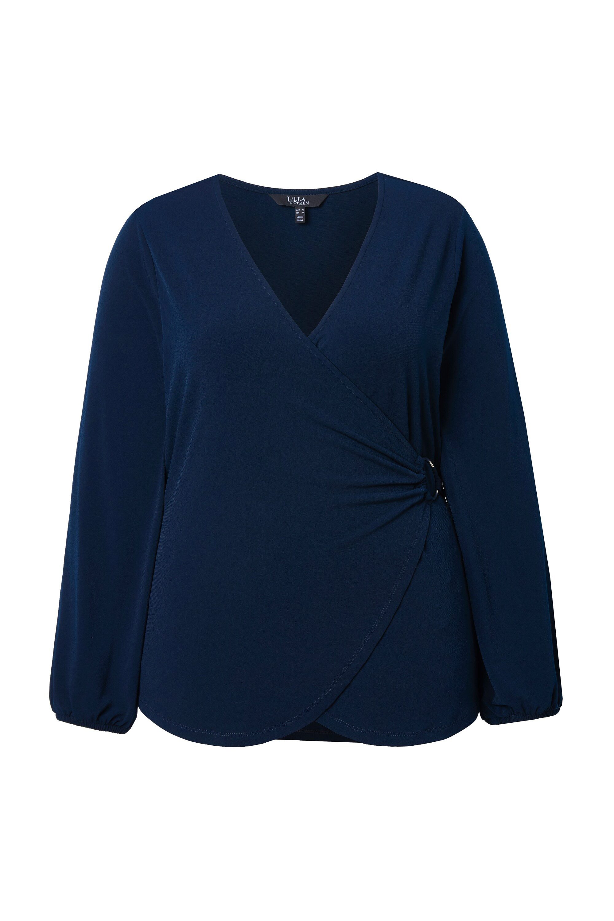 Ulla Popken T-Shirt Shirt Wickeloptik V-Ausschnitt Langarm günstig online kaufen