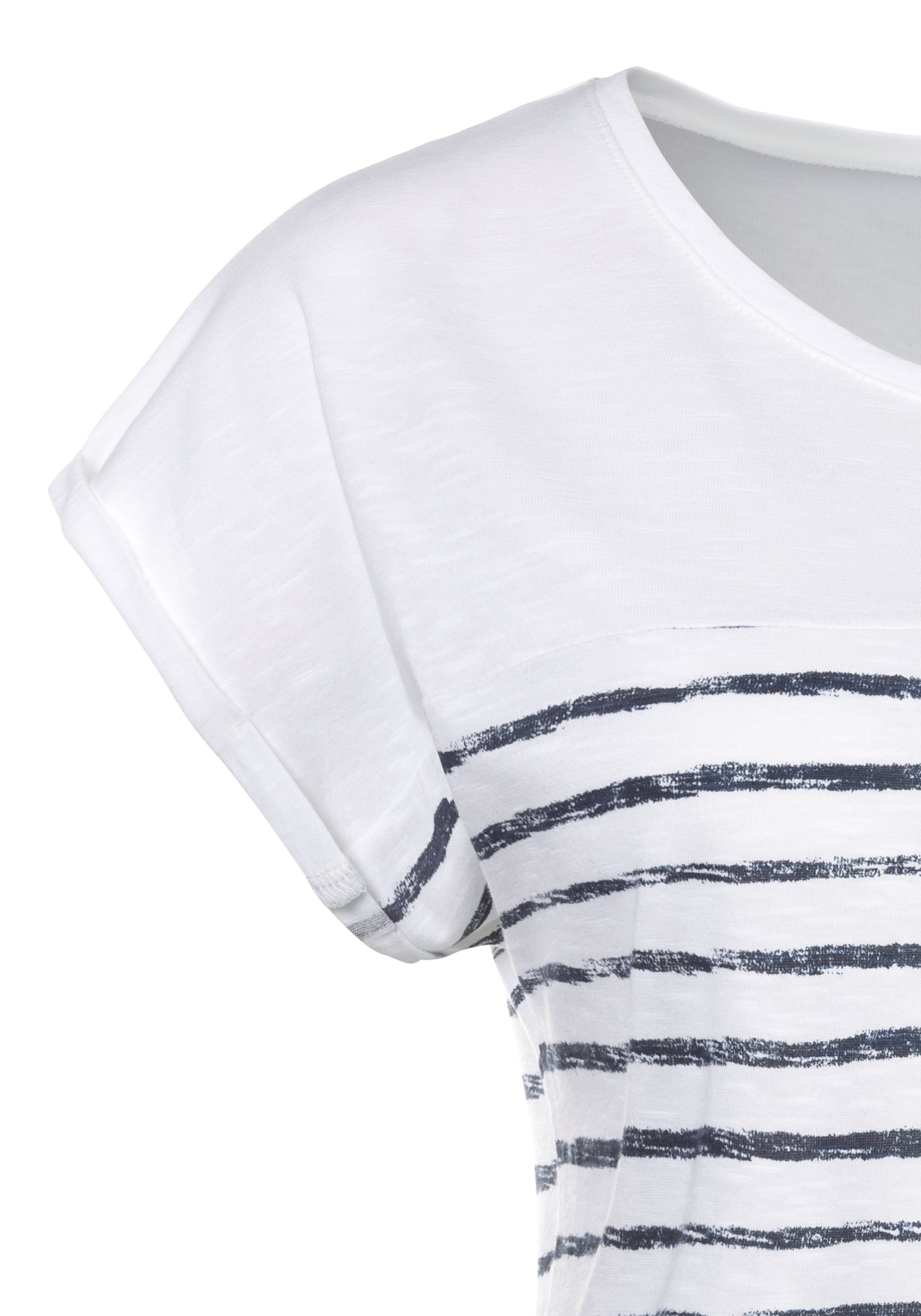 Beachtime T-Shirt mit Streifendesign aus weicher Baumwoll-Qualität