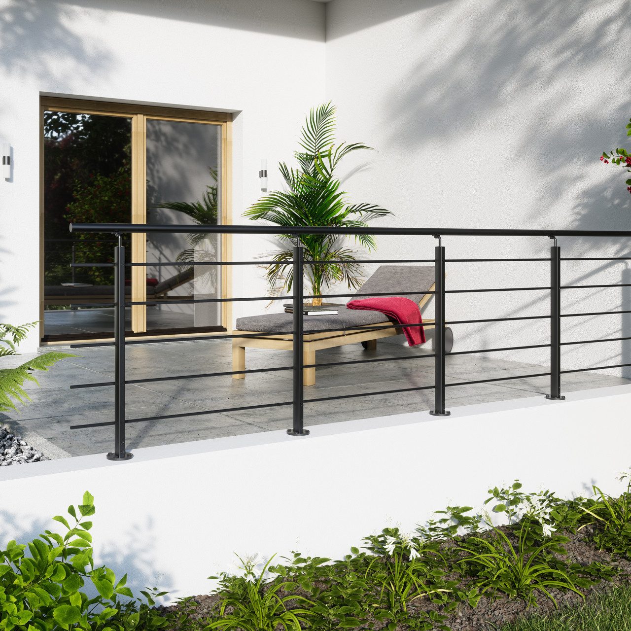 Dolle Brüstungsgeländer DOLLE Geländerset Aluminium schwarz mit ovalem