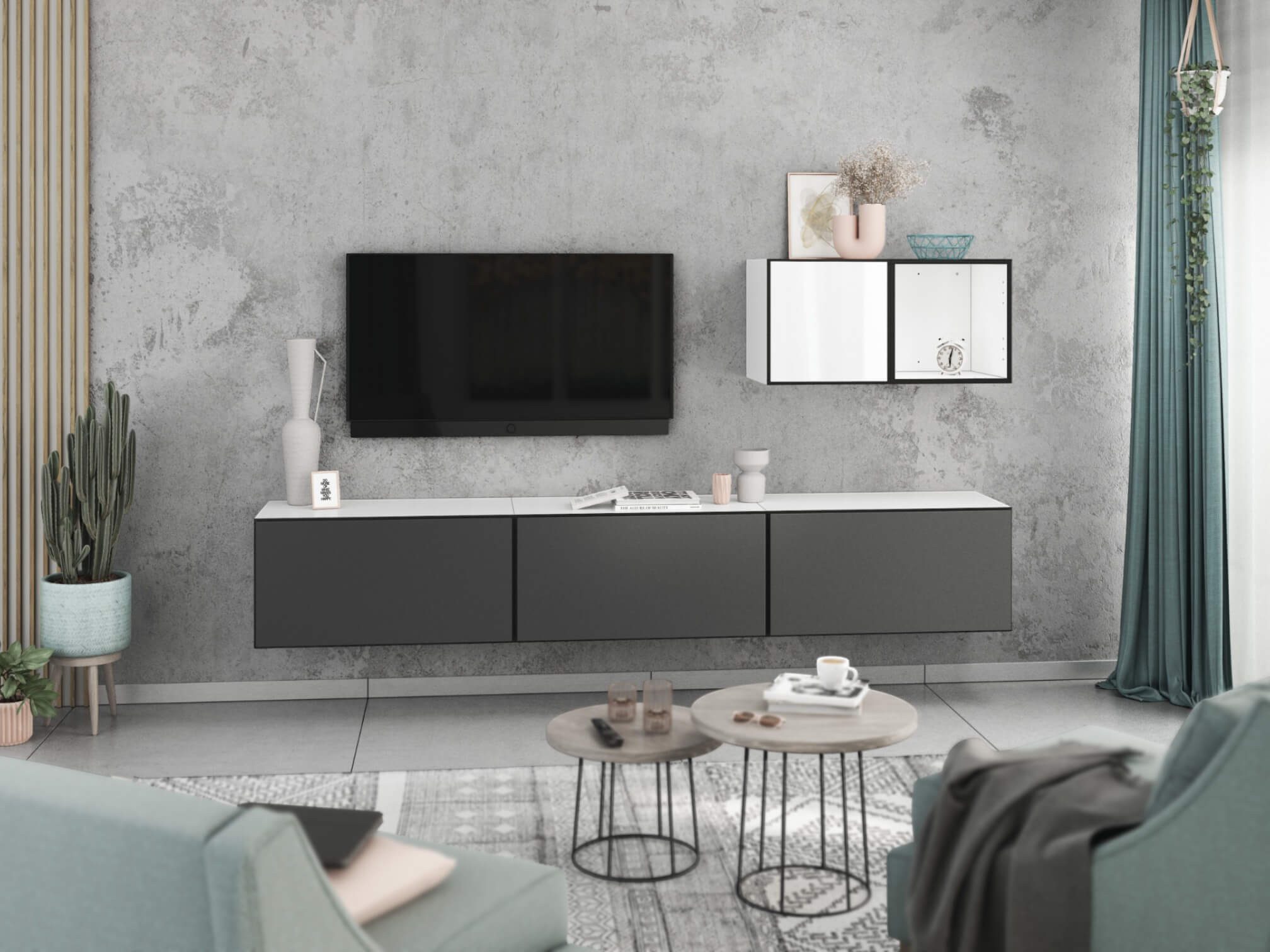 moebel-dich-auf Wohnwand VARIANTO 5, (5- teilig., 3x Schrank mit Klappe, 1x Regal offen, 1x Schrank mit Tür)