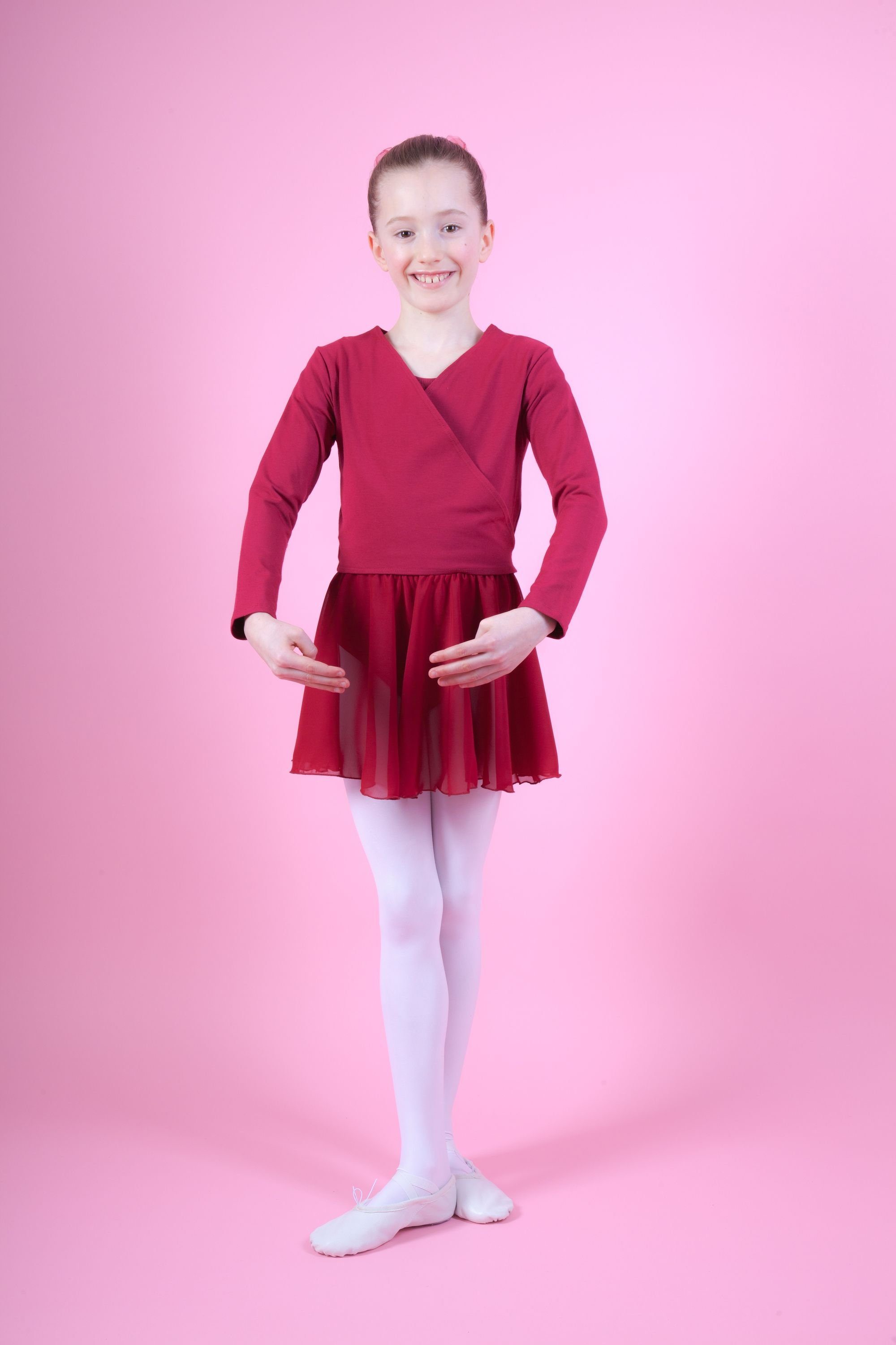 Ballett Baumwolle aus für weicher tanzmuster Sweatjacke Mädchen Mandy Wickelacke Ballettjacke burgunder