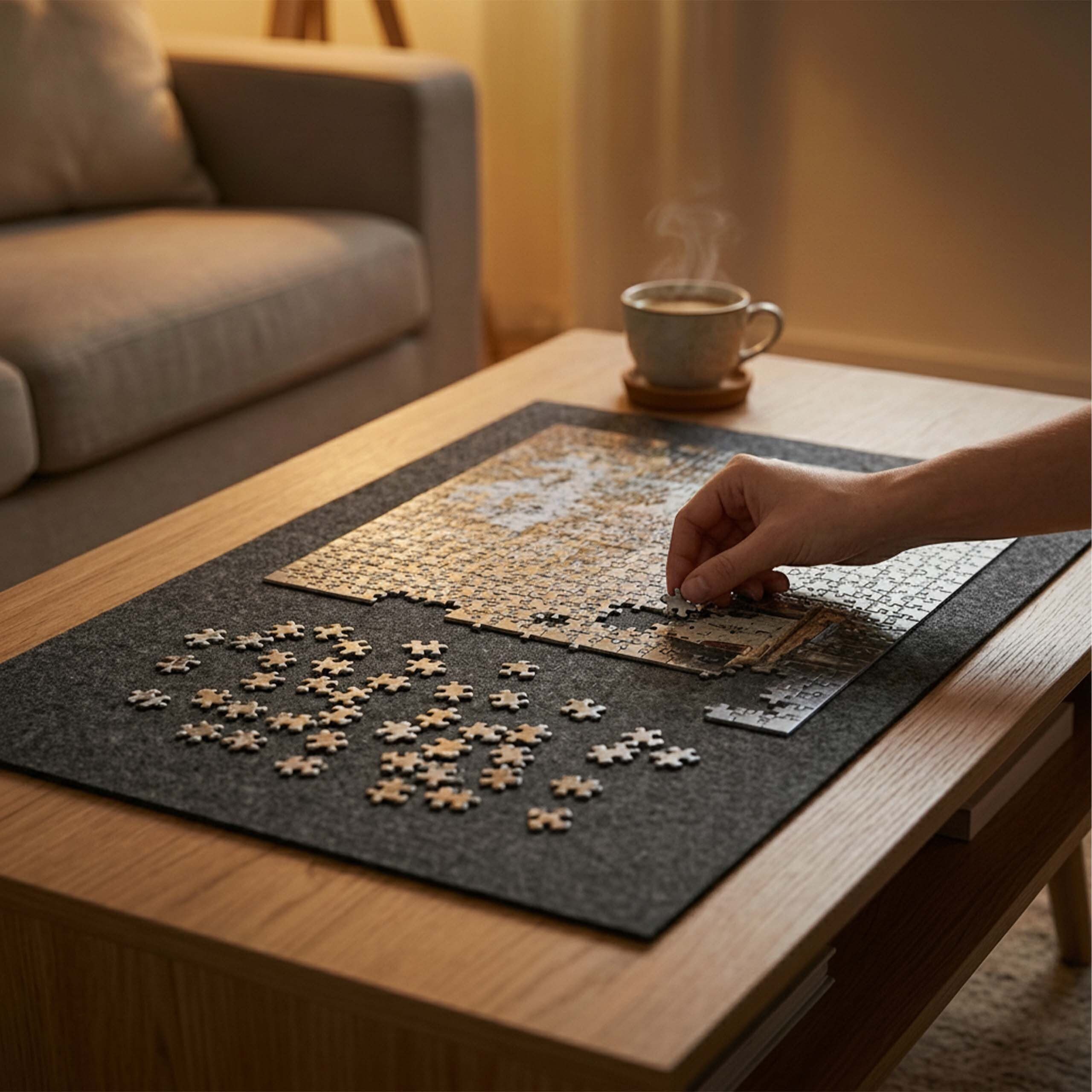 relaxdays Puzzlematte Faltbares Puzzlebrett Filz, L