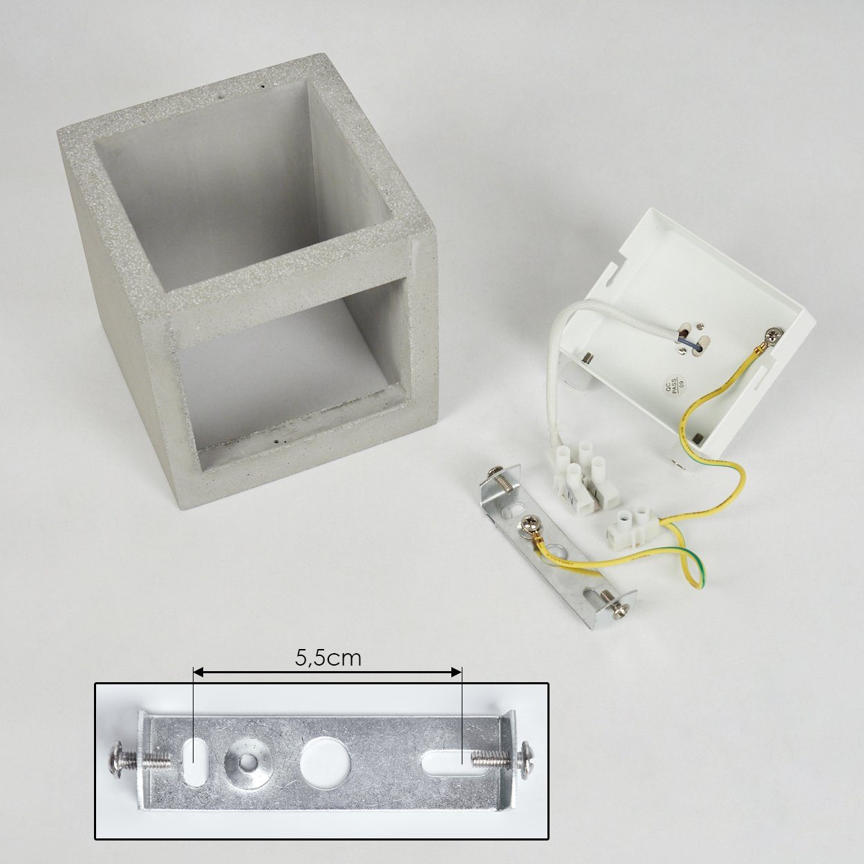 Beton/Metall Leuchtmittel, aus modernen Effekt, in Up »Portegrandi« hofstein Wandlampe Wandspot moderne Down Grau, Design ohne mit Wandleuchte im & 1xG9