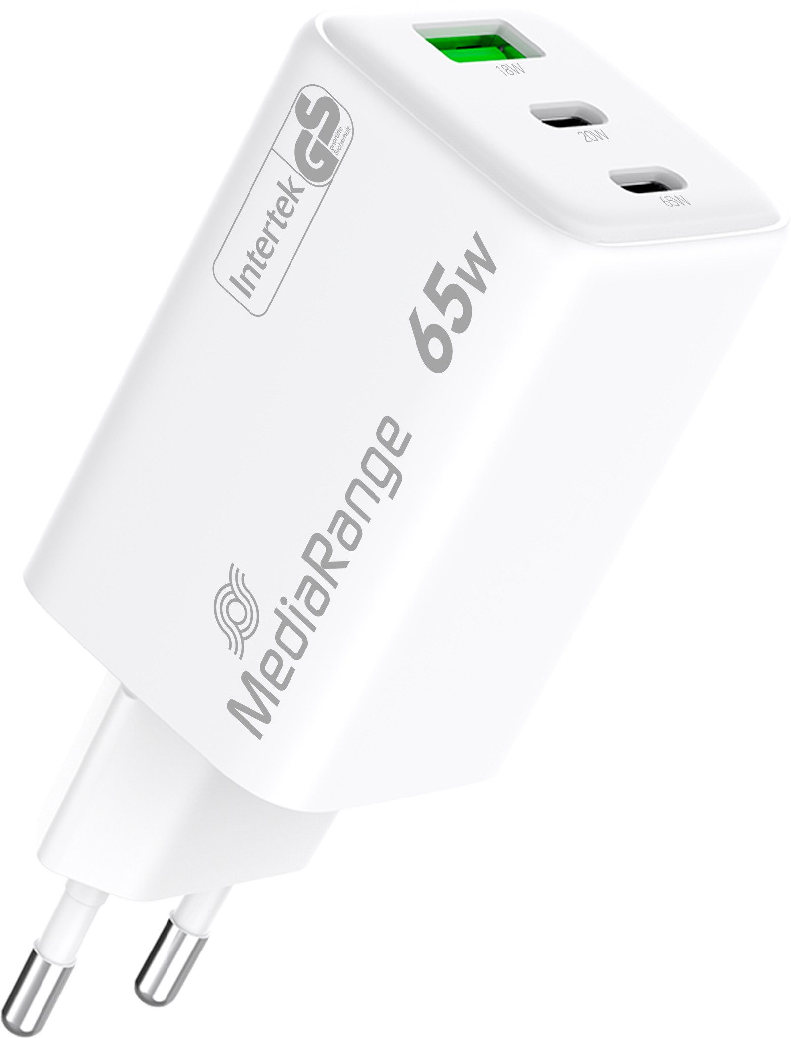 Mediarange Mediarange Ladegerät Power Adapter 65 Watt GaN 1x USB-A + 2x USB-C USB-Ladegerät