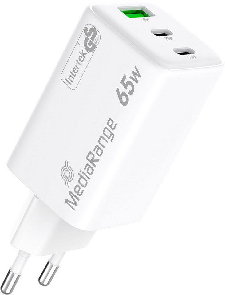 Mediarange Mediarange Ladegerät Power Adapter 65 Watt GaN 1x USB-A + 2x USB-C USB-Ladegerät