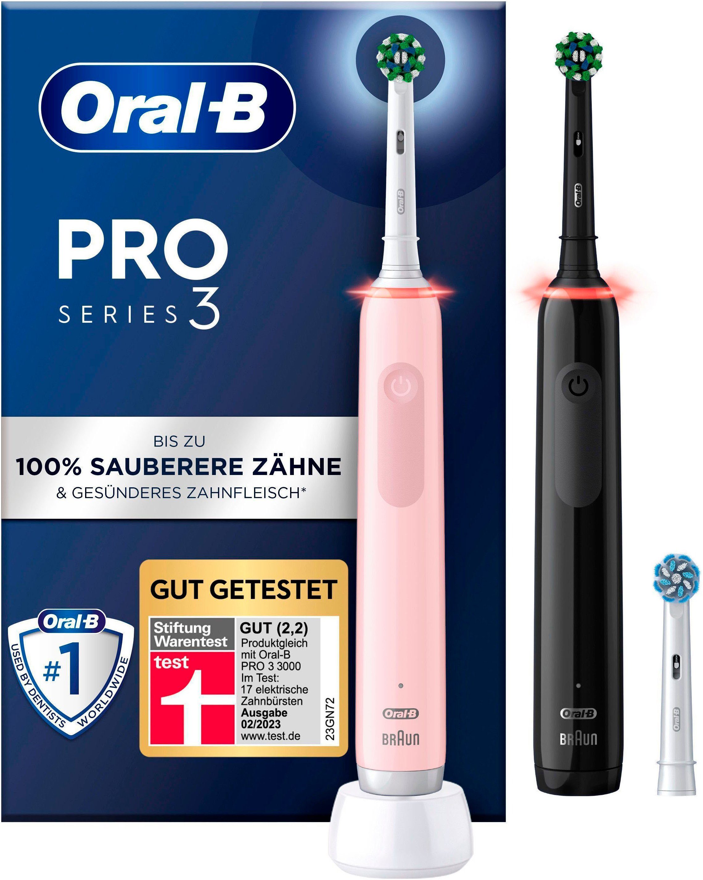 Oral-B Elektrische Zahnbürste Pro 3 3900, Щітки: 3 St., Doppelpack 3 Putzmodi