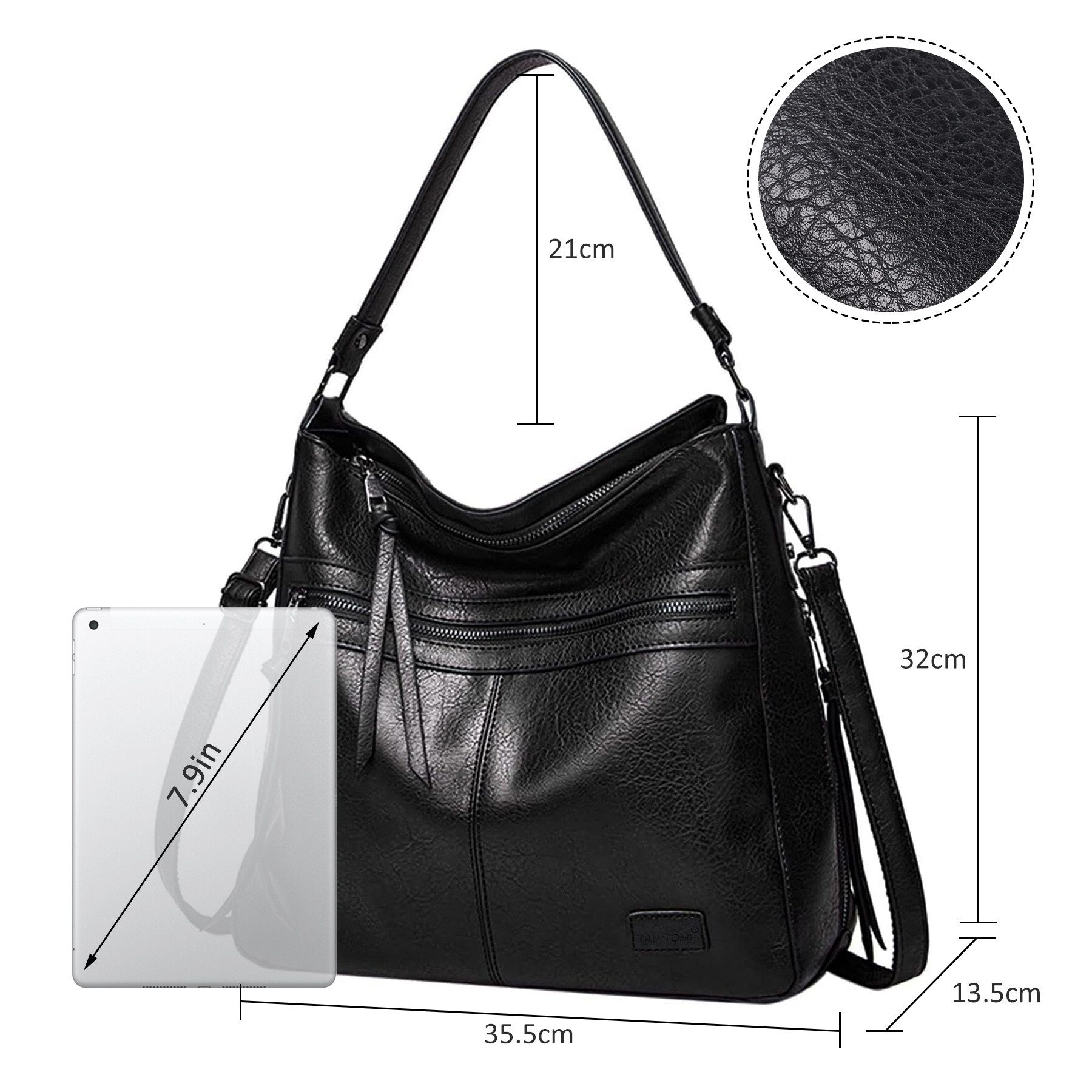 TAN.TOMI Schultertasche Damen Schultertasche Groß Shopper Handtasche, Synthetisches-Lederhandtasche Umhängetasche Damen Taschen – Bild 5 von 5