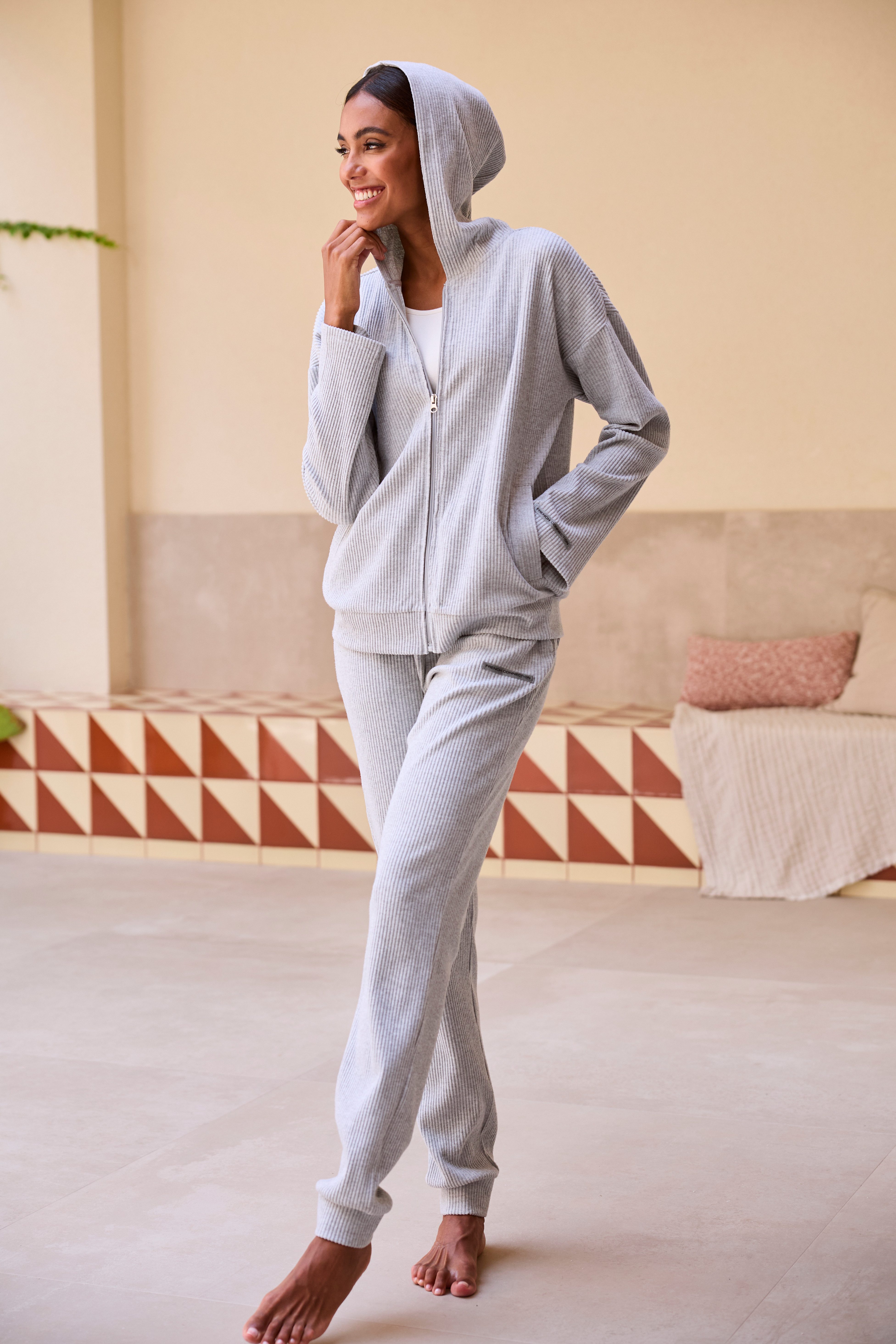 French Connection Sweatjacke weiche Rippstruktur, Loungewear