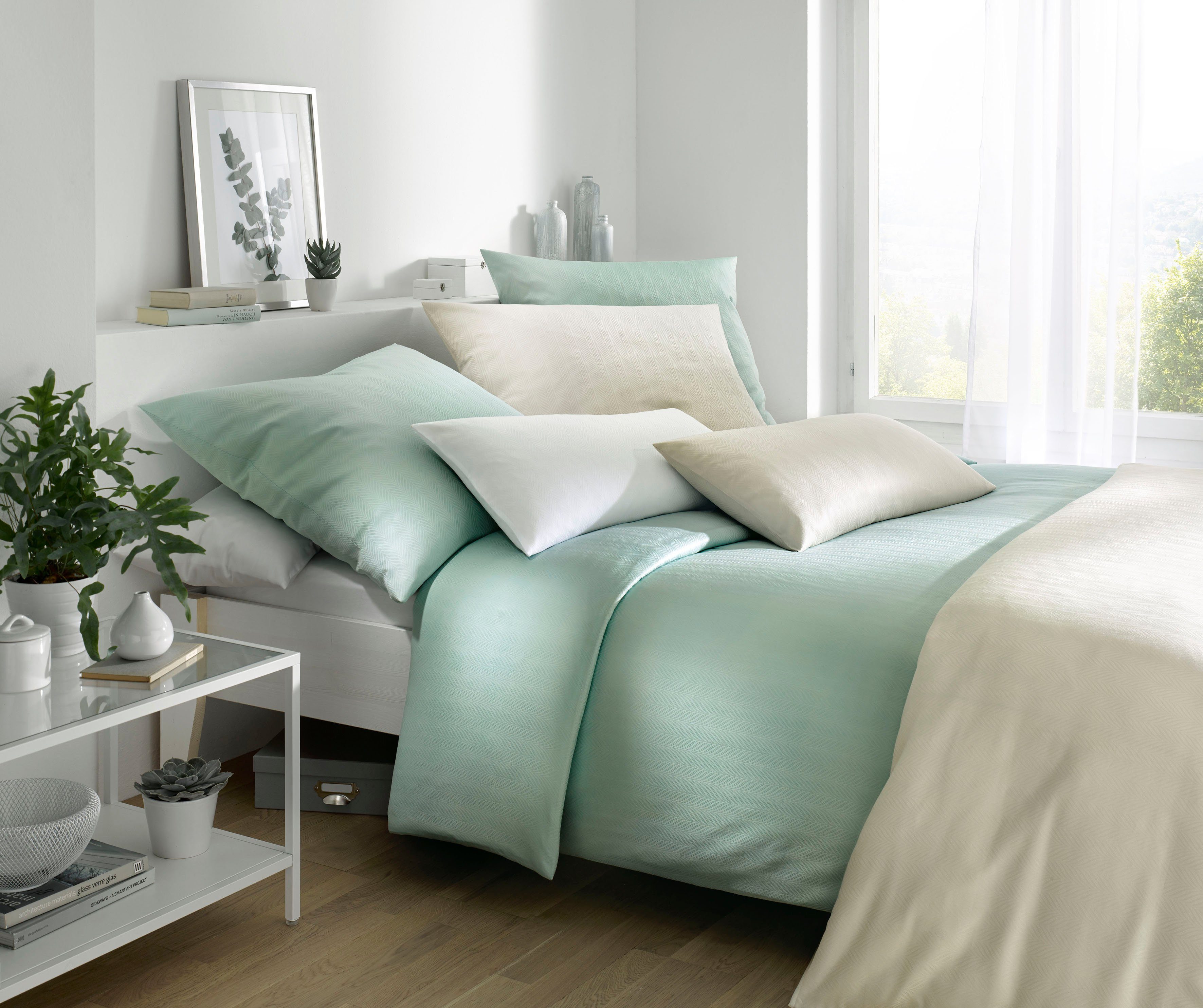 fleuresse Bettwäsche Jade, Mako-Damast, 3 teilig, günstig online kaufen