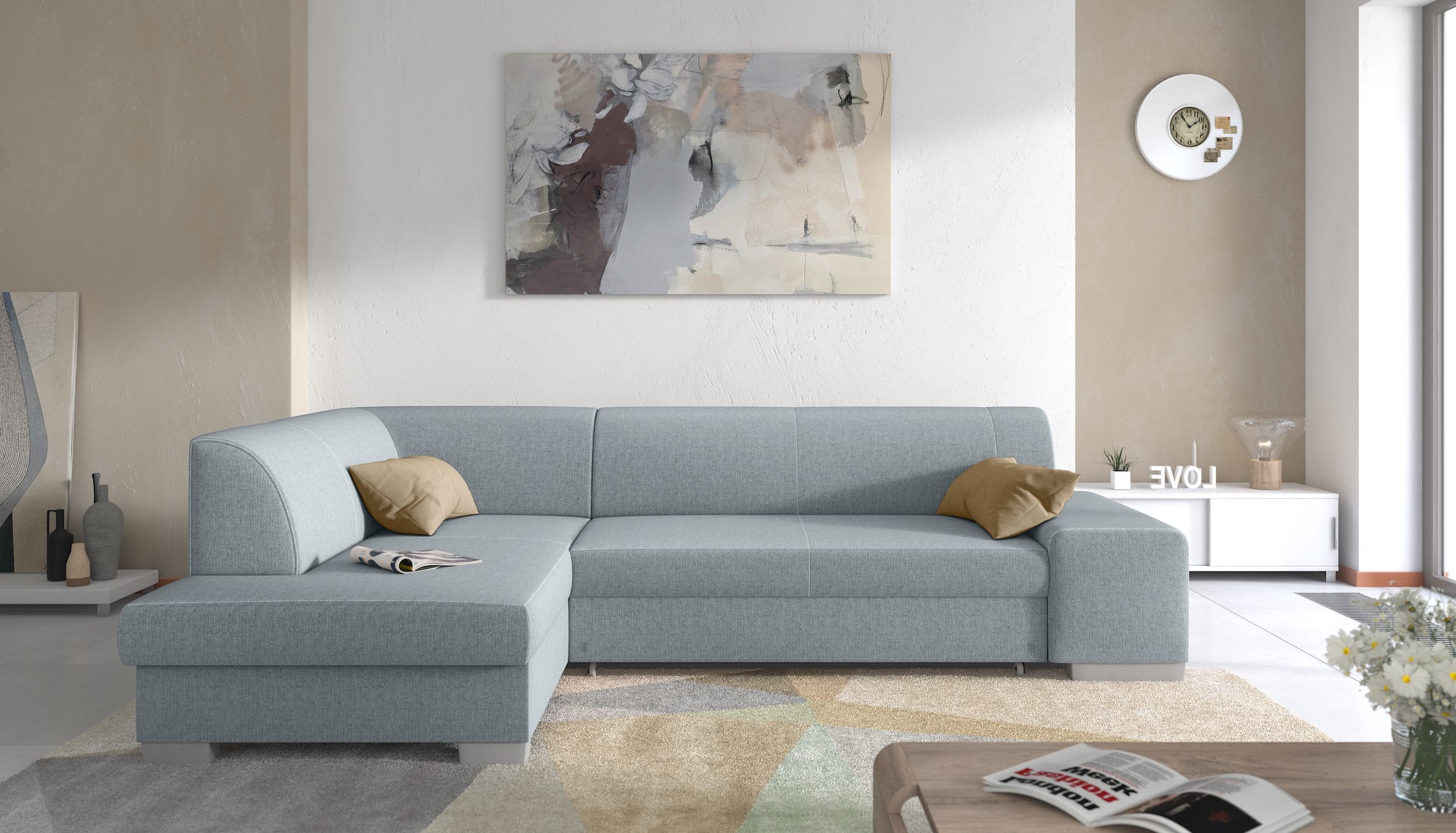 99rooms Ecksofa Piave, L-Form, Eckcouch, wahlweise mit Bettfunktion, Ottomane links oder rechts bestellbar