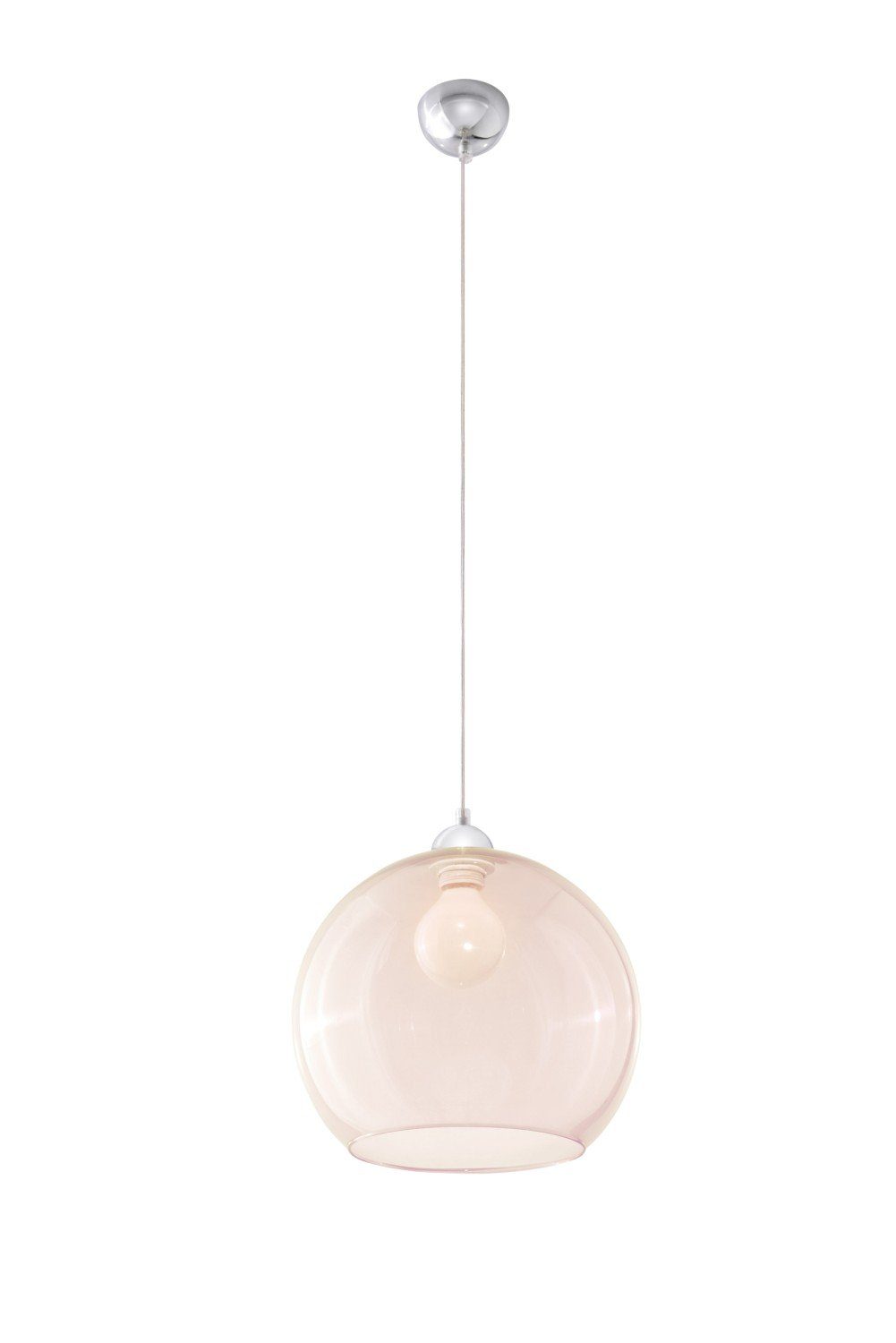 Licht-Erlebnisse Pendelleuchte BILBAO, ohne Leuchtmittel, Hängelampe Glas Amber Chrom Schirm Kugelform zeitlos Küche Esszimmer