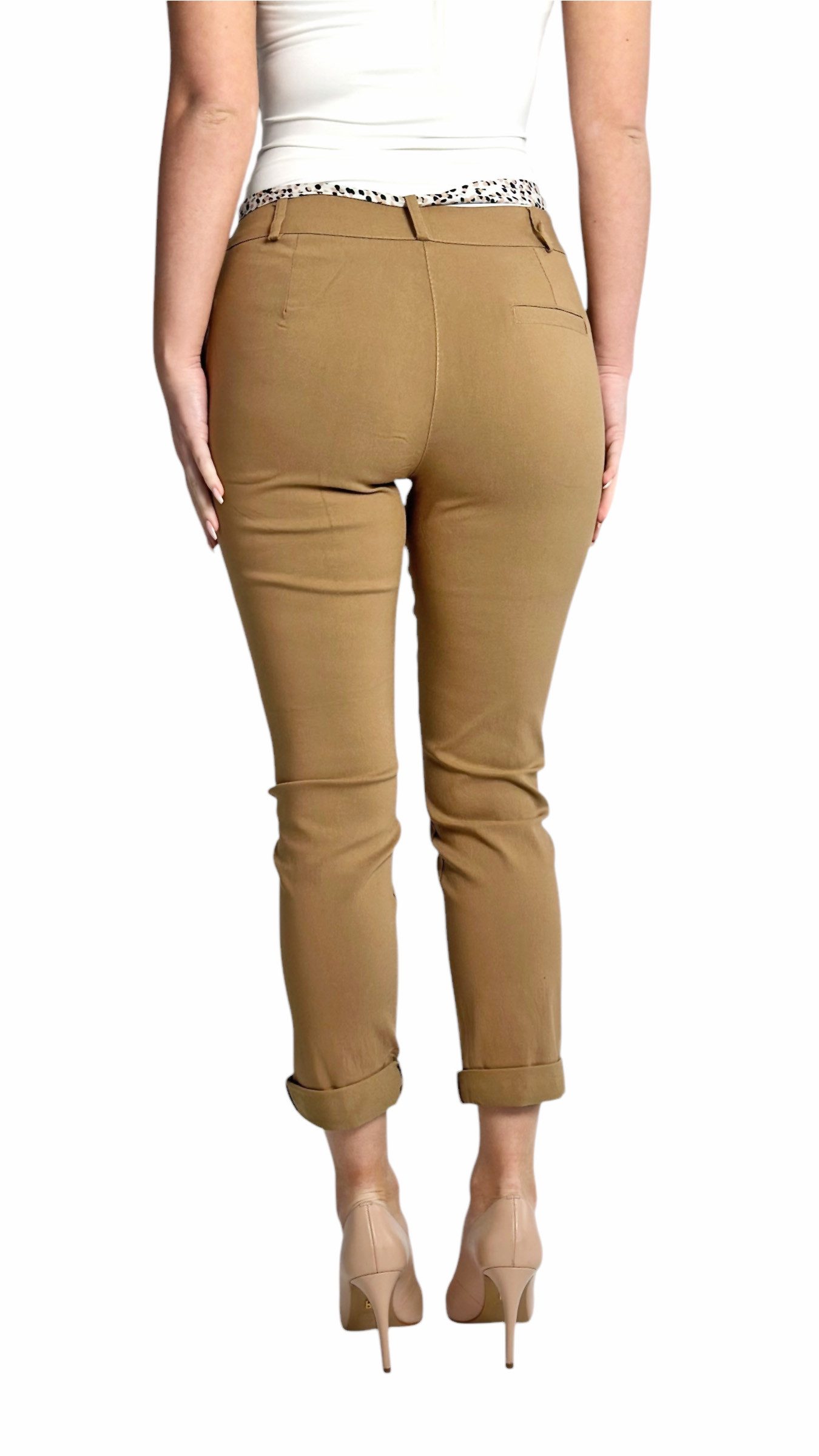 Mississhop Stretch-Hose Female Damen Stretch Klassische Chino Hose mit gemustertem Tuch N. 366 – Bild 4 von 5