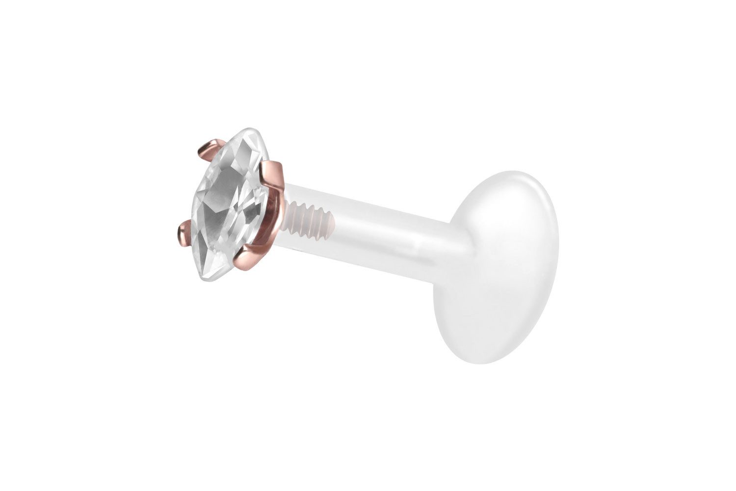 Piercing-Set PTFE Labret mit Innengewinde + Titan-Aufsatz EINGEFASSTER