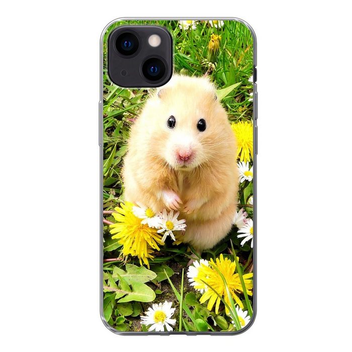 MuchoWow Handyhülle Hamster zwischen Blumen Handyhülle Apple iPhone 13 Smartphone-Bumper Print Handy