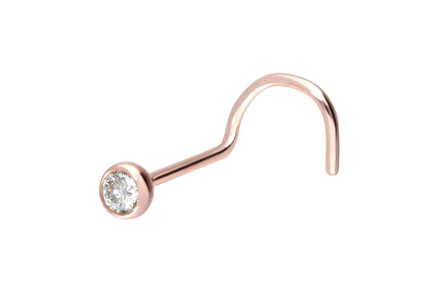 Nasenpiercing 14/18 Karat Gold Nasenstecker Spirale MOISSANIT