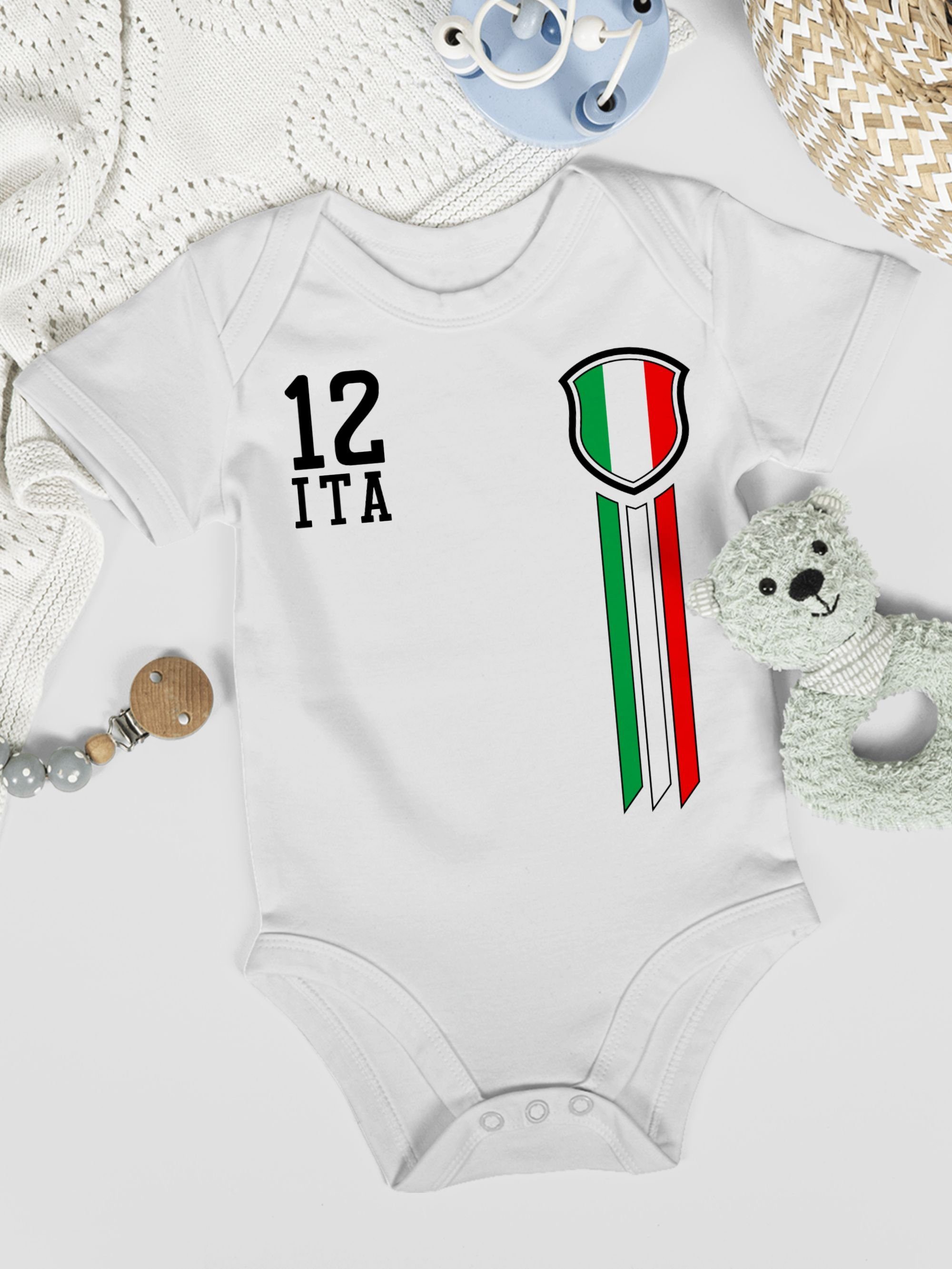 Shirtracer Shirtbody 12. Mann Baby Fussball 3 EM 2024 Weiß Fanshirt Italien