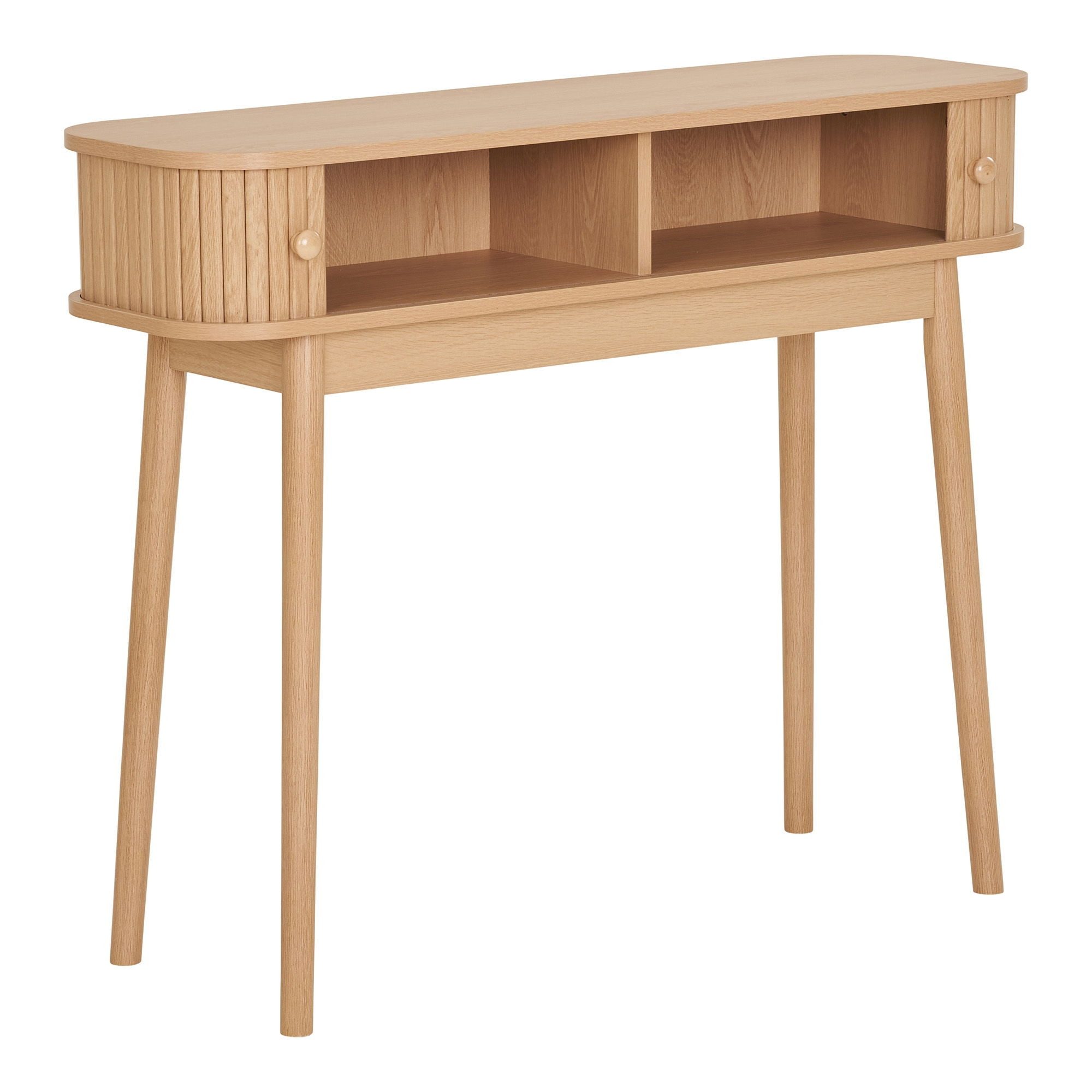 House Nordic Konsolentisch Schminktisch, 2 Lamellen-Türen, in eichefarbig - 100x80,5x30 (BxHxT) – Bild 5 von 5