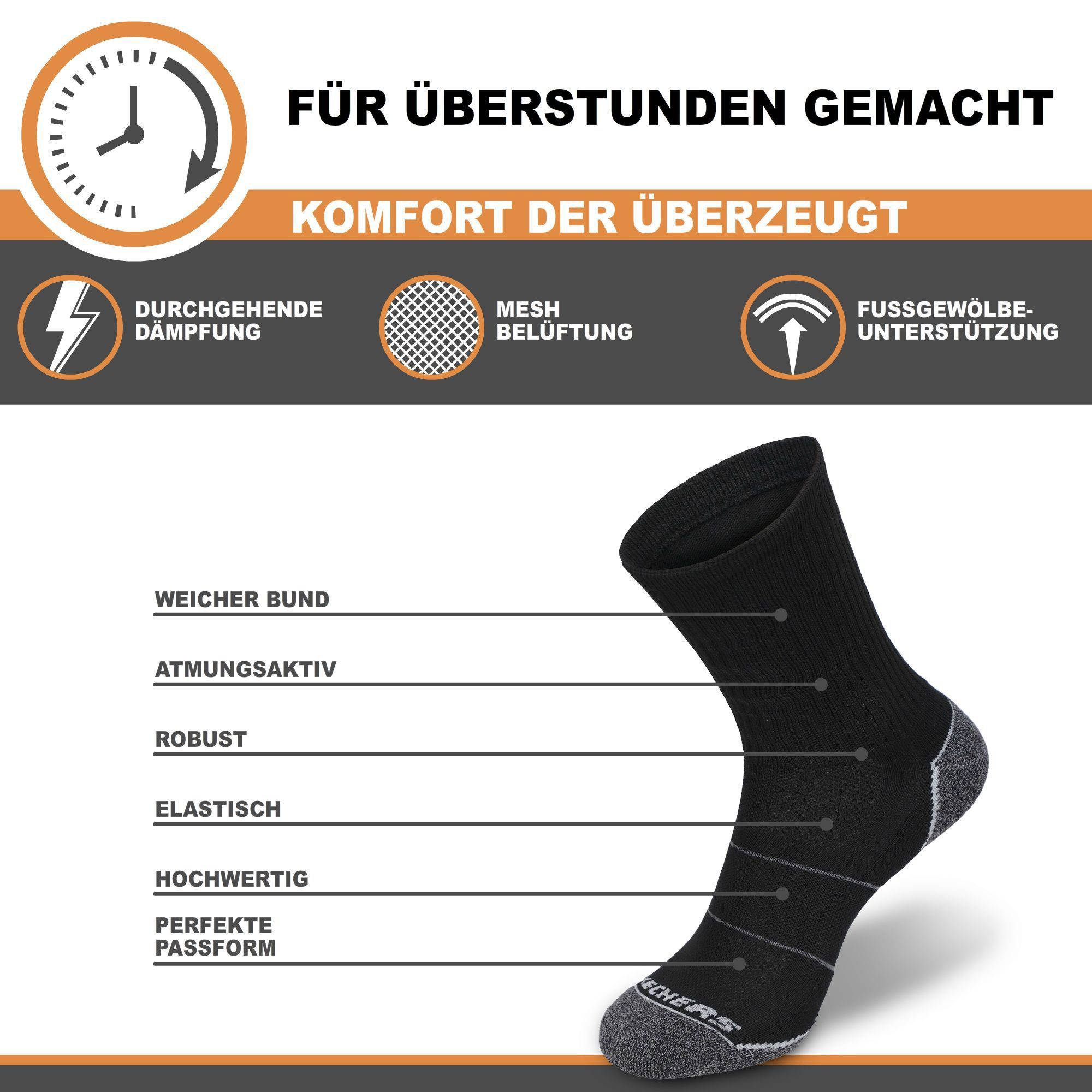 Skechers Arbeitssocken Socken Herren Damen 39-42 Multi Pack mit Mesh Belüftungstechnologie (3er, 6er und 12er Pack) Robustes Material und bequemer Tragekomfort - Fußgewölbe-Unterstützung