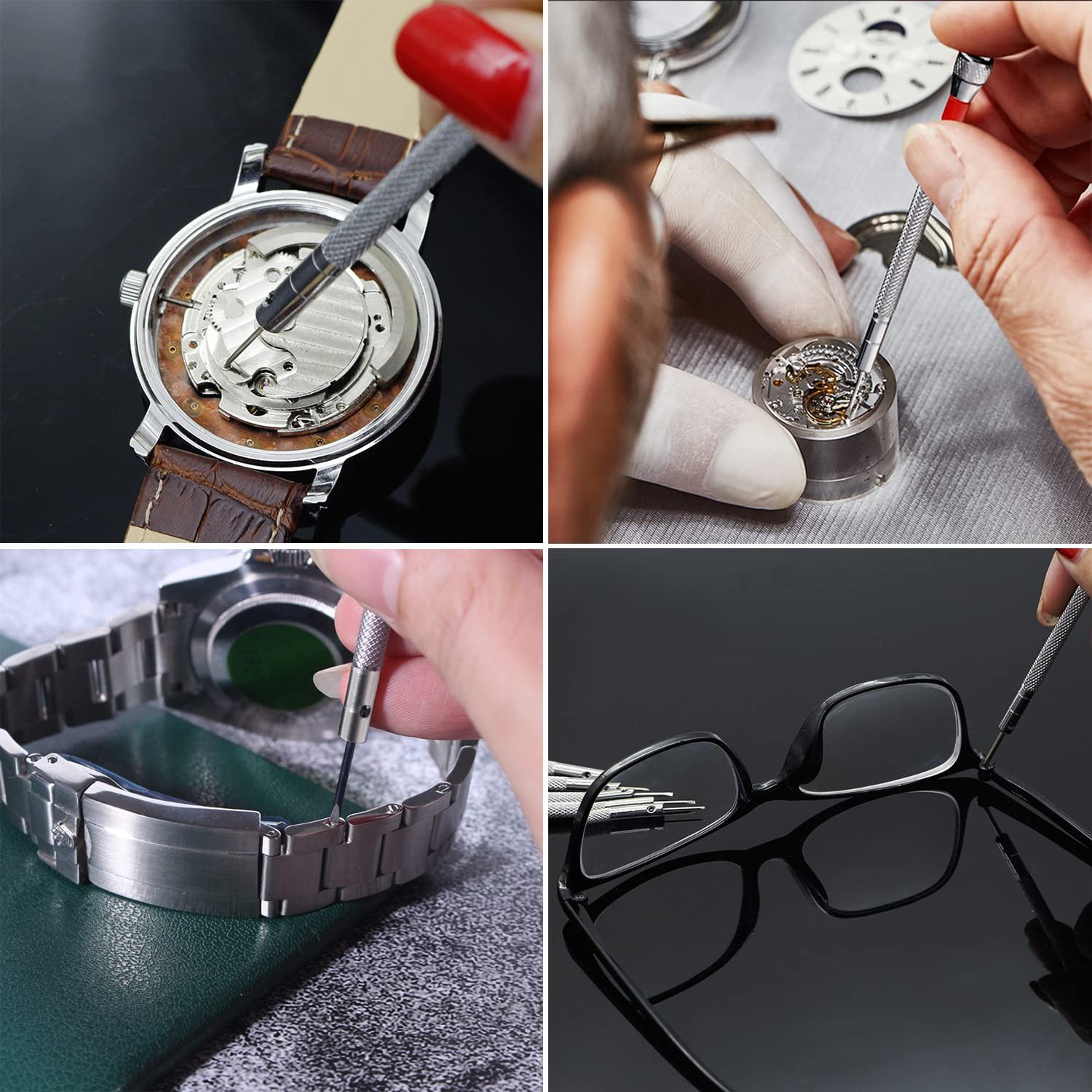 FOUORTUNATE-BEE Schraubendreher 10tlg Uhrmacher Schraubendreher Set Präzisionswerkzeug 0,6-2,0mm, Für Uhren Brillen Handy Reparatur Feinmechanik mit Entmagnetis – Bild 4 von 5