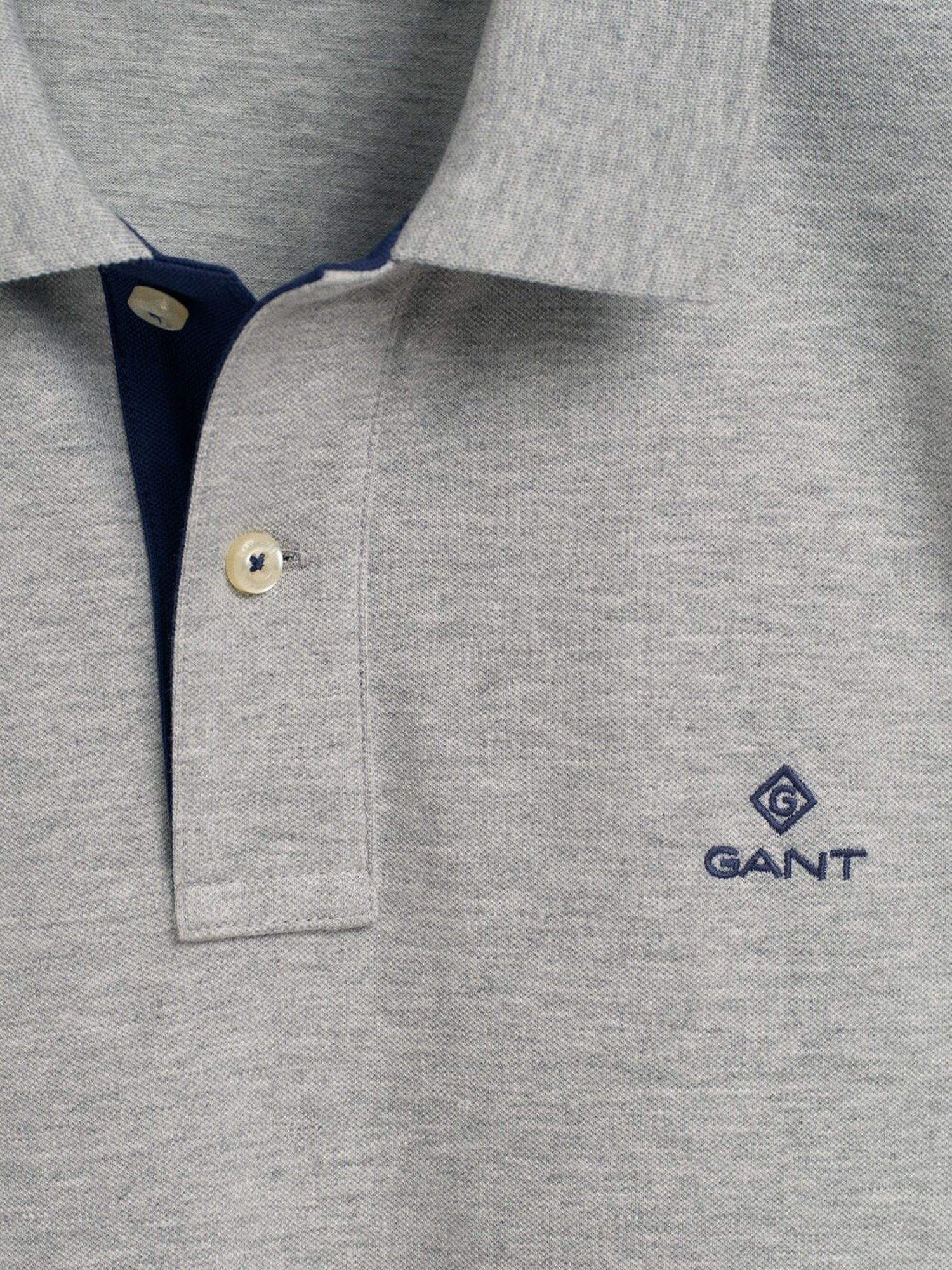 Gant Poloshirt Poloshirt Pique Polo mit grau (1-tlg) Kurzarmshirt