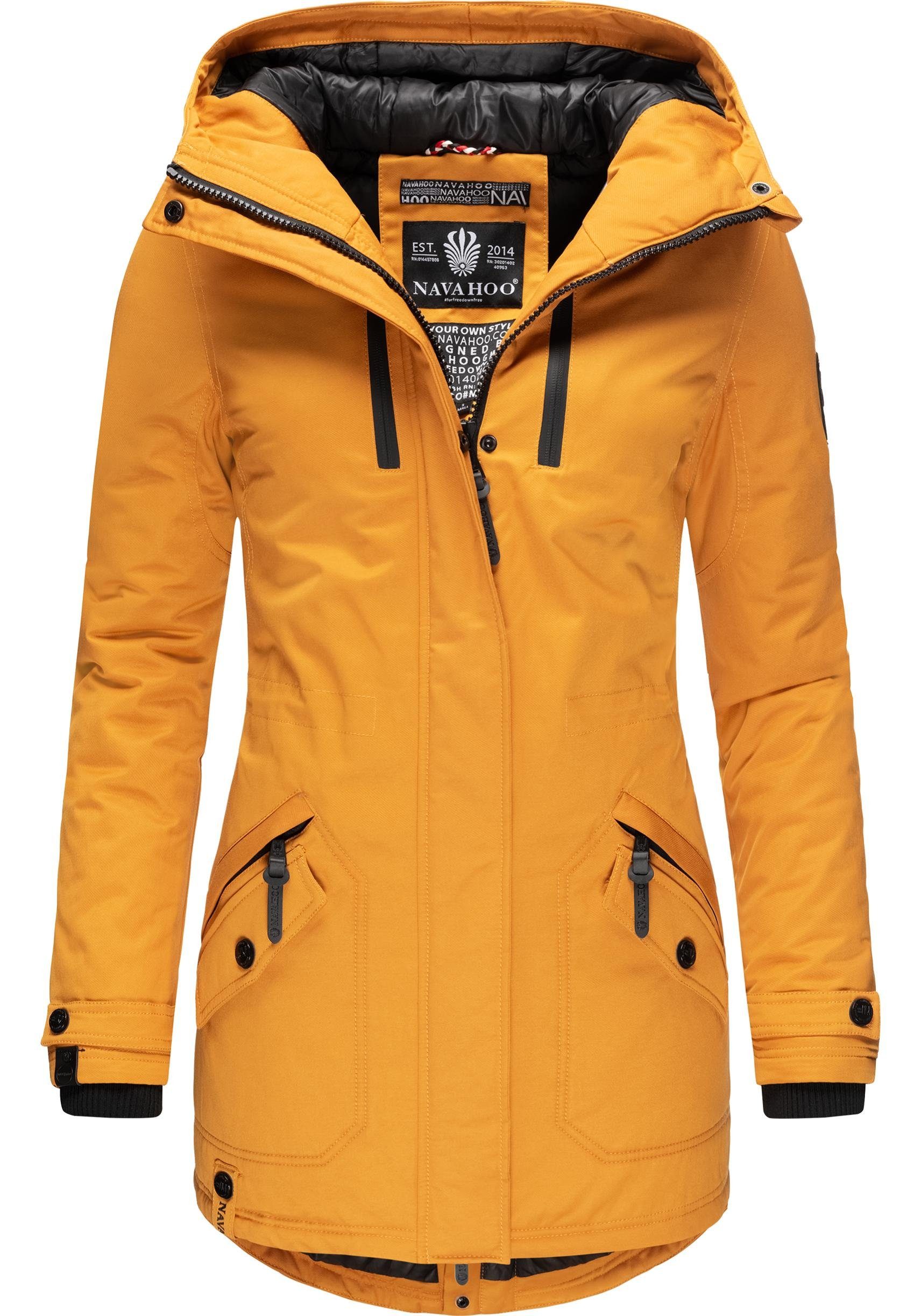 Navahoo Wintermantel Avrille II sportlicher Damen Winter Kurzmantel mit großer Kapuze