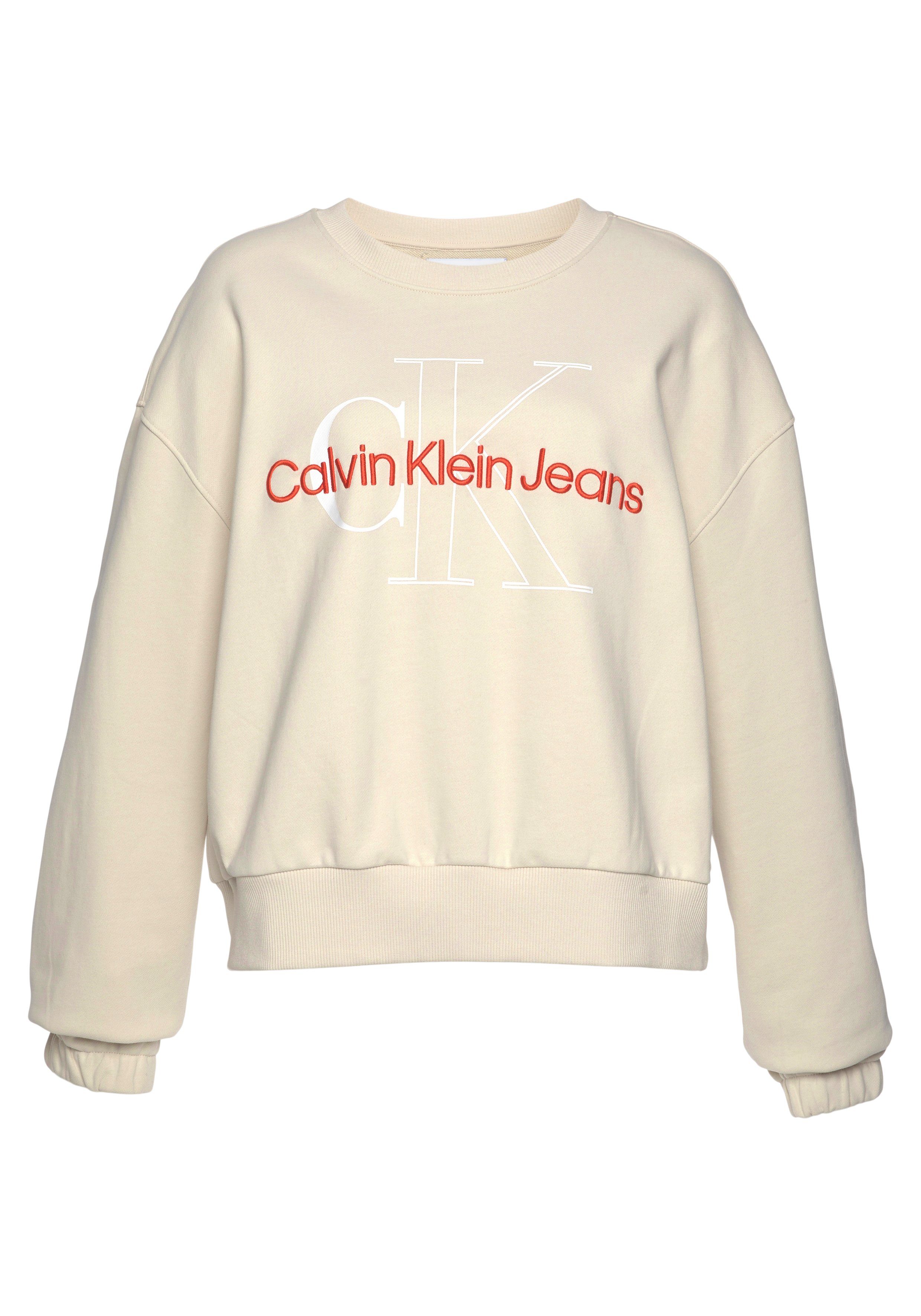 Calvin Klein Jeans Plus Sweatshirt PLUS TWO TONE MONOGRAM CREW NECK mit tonalem Calvin Klein Logo-Monogramm & farbigem Logoschriftzug