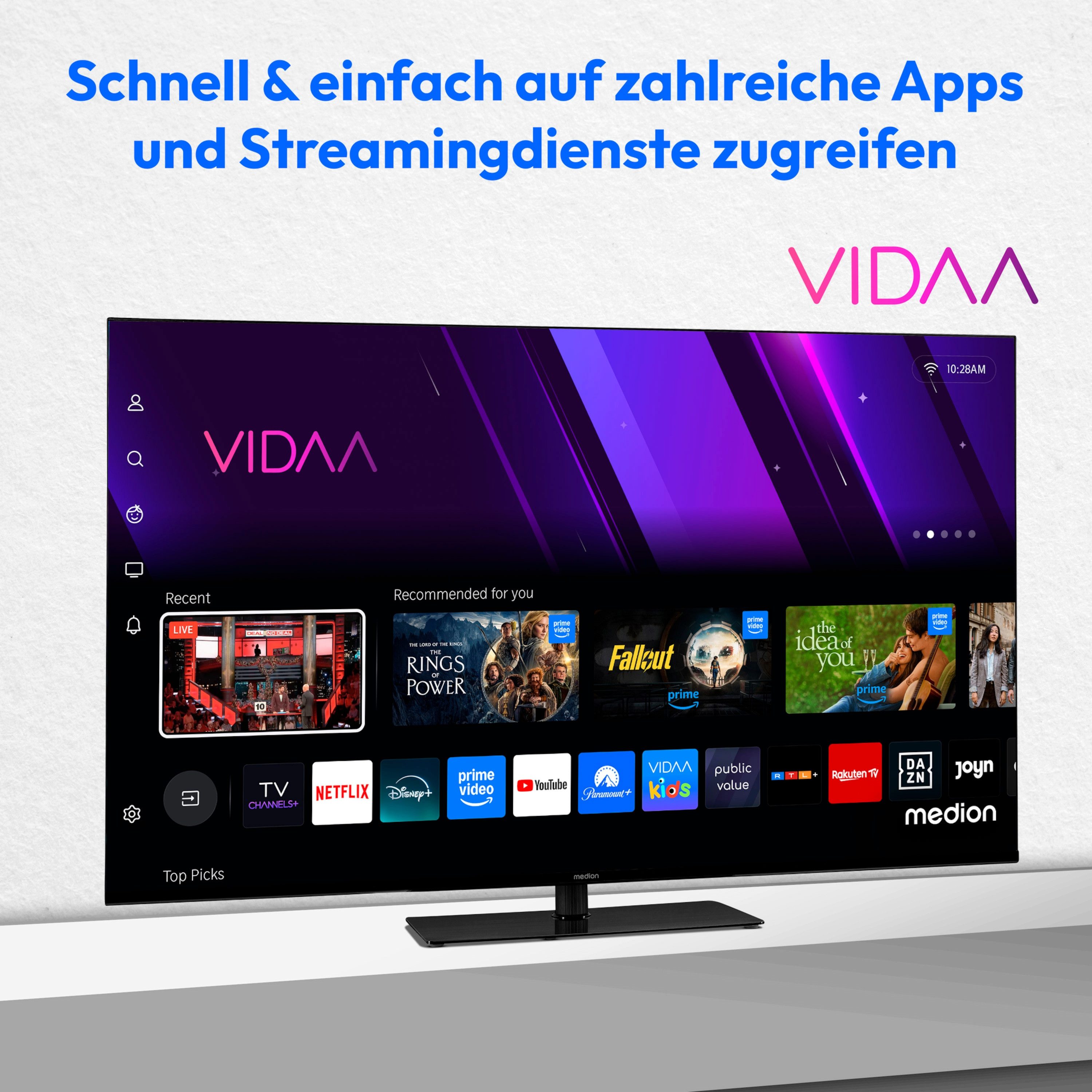 Medion® MD855300 LCD-LED Fernseher (138.8 cm/55 Zoll, 4K Ultra HD, Smart TV, VIDAA TV, Dolby Vision, Dolby Atmos, Netflix, HBO Max, Prime Video, Disney+, WOW)
