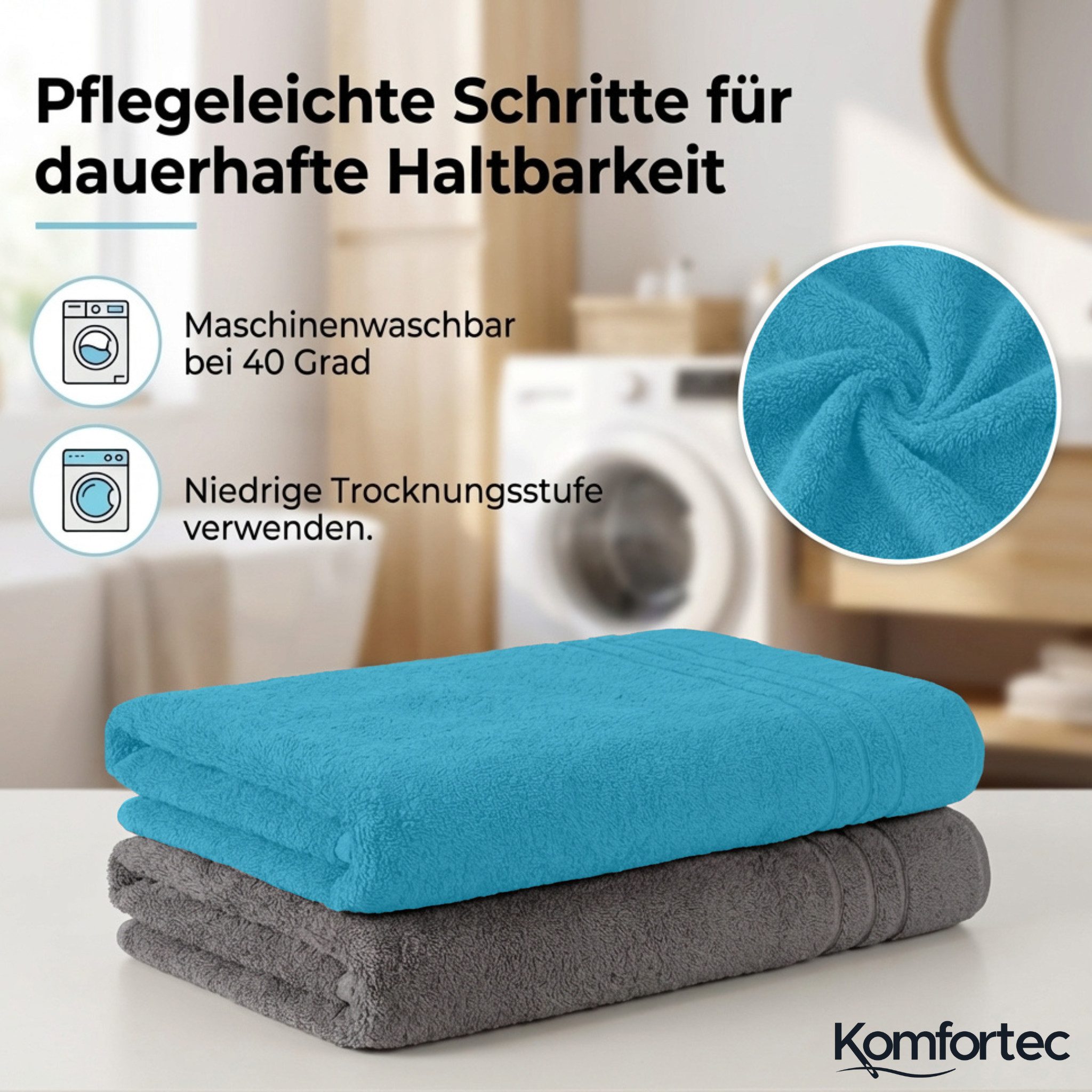 Komfortec Saunatuch Frotte aus 100% Baumwolle, Frottee (Packung, 2-St), 80x200 Saunatücher set XXL, Weich, Schnelltrocknend