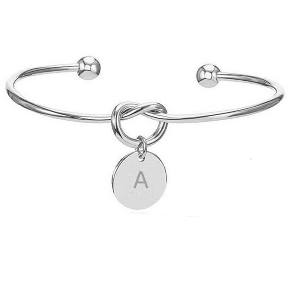 Armband Buchstaben Armreifen aus Messing Silber Unisex - Buchstabe B
