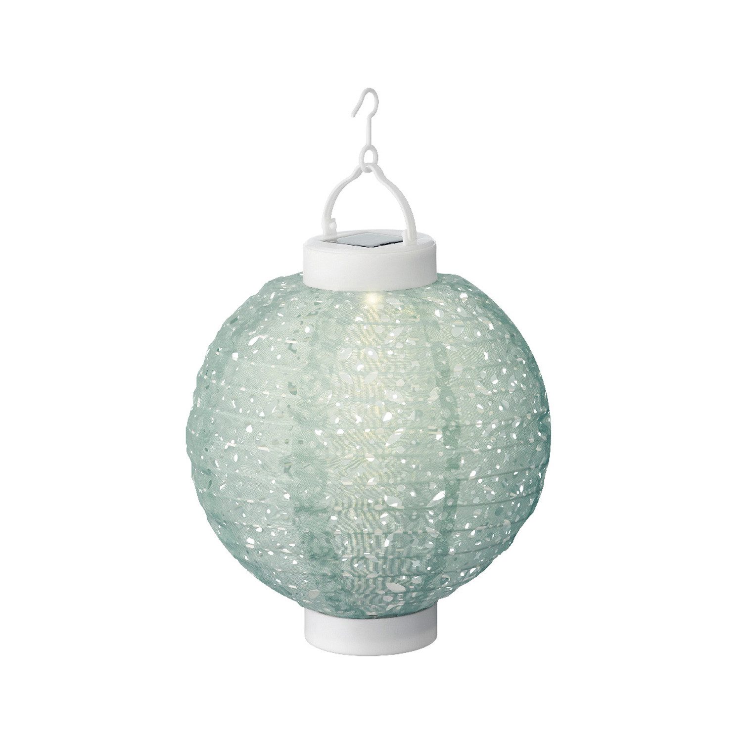 MARELIDA LED Lampion Solar Gartenlampion mit Muster grün D: 20cm Party Balkon Terrasse, LED Classic, warmweiß (2100K bis 3000K)