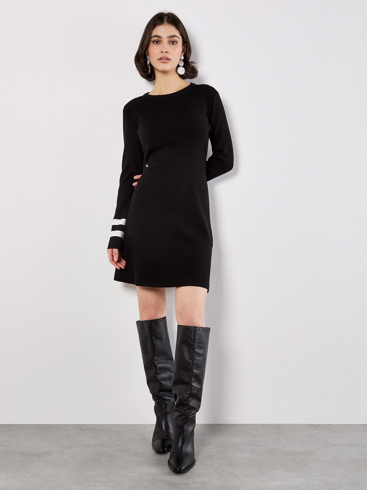 Apricot Strickkleid Minikleid mit Zierstreifen günstig online kaufen