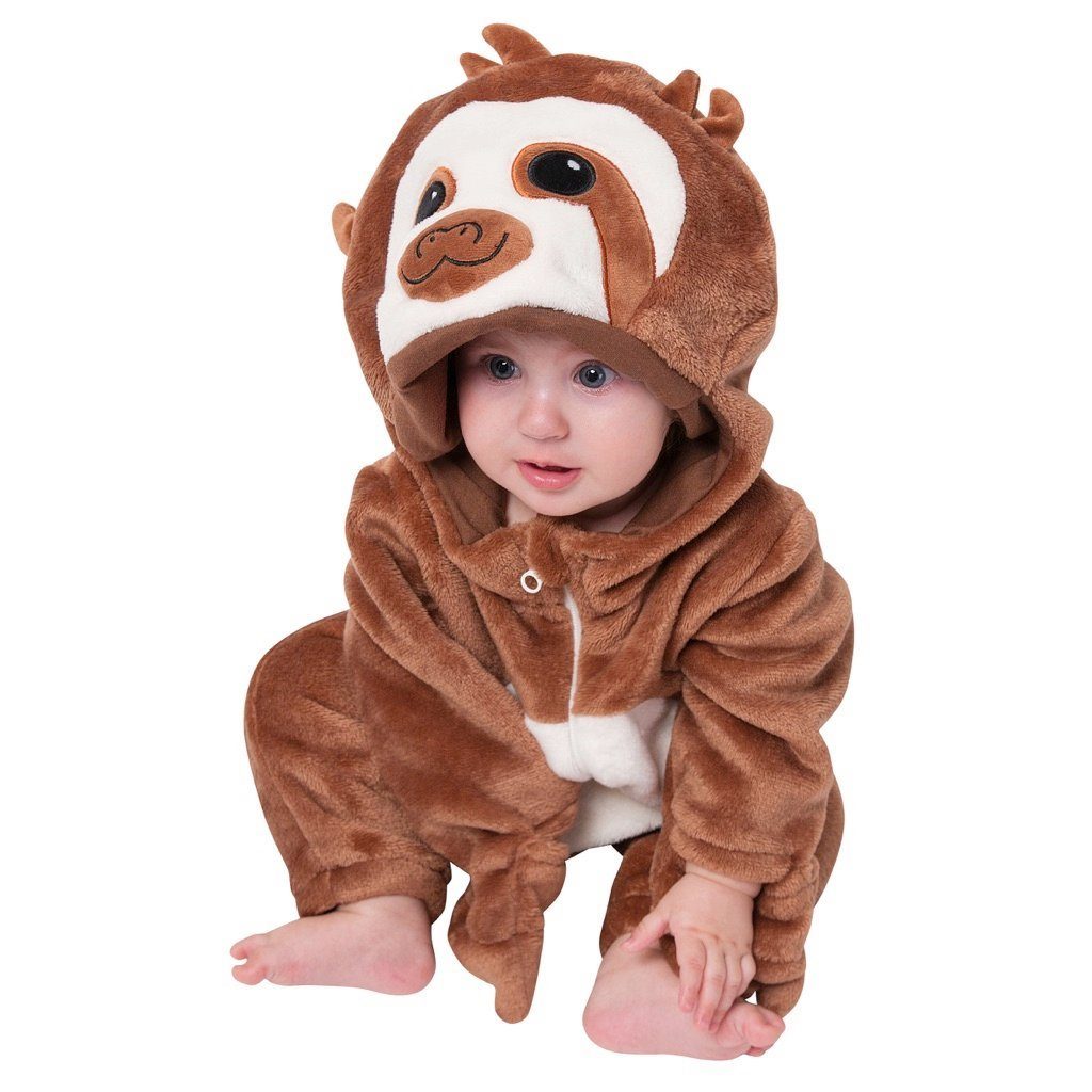 Corimori Strampler Baby Onesie Jumpsuit Kostüm in den Größen 60-90cm (1-tlg) Strampler, Fasching, Kigurumi, Tierkostüme, Babys, Faultier "Henry"