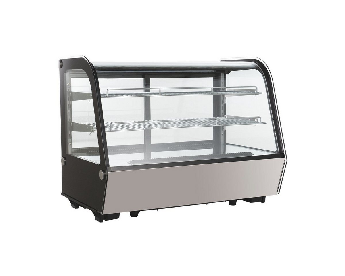 GastroHero Kühlschrank Kühlvitrine 160 L - LED mit Glastür I abschließbar KV-160, 68.6 cm hoch, 57 cm breit, Höhenverstellbare Chromroste, rückseitige Schiebetüren