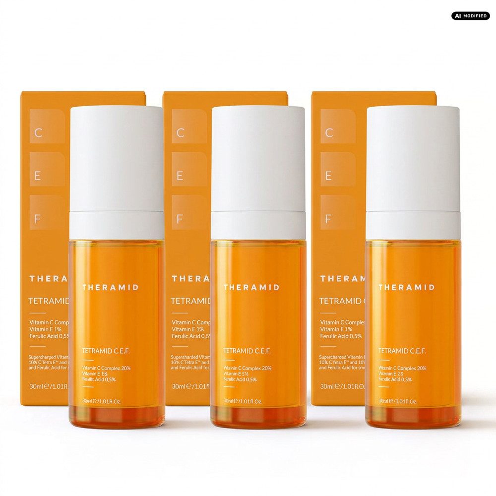 NICHE BEAUTY LAB Gesichtsserum Niche Beauty Lab Theramid Tetramid C.E.F. 3er Set, 1-tlg., Value Pack mit 3 Vitamin-C-Seren für die Gesichtspflege