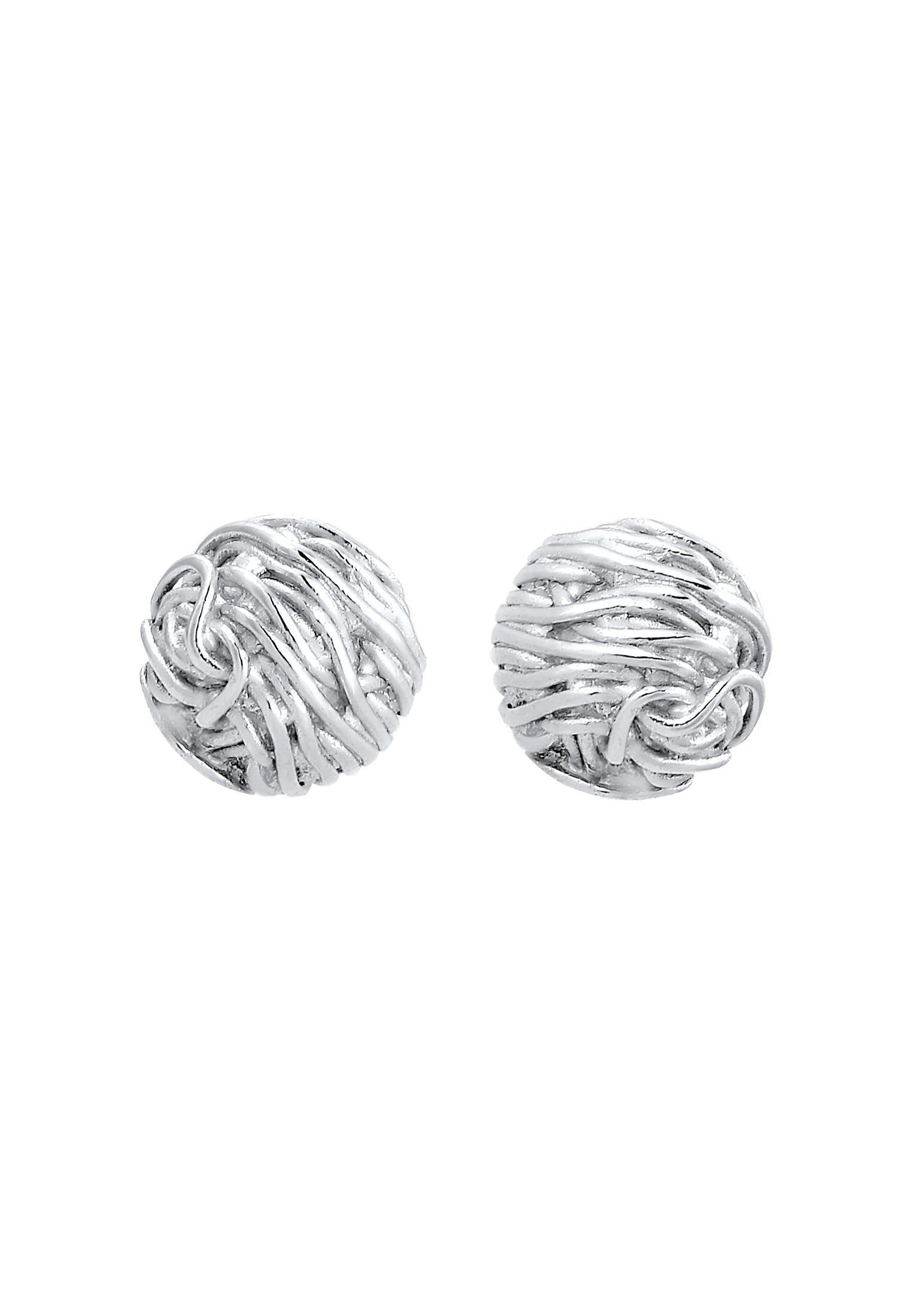 Look Paar Silber Geo Elli Kreis 925 Organic Ball Verdreht Ohrstecker