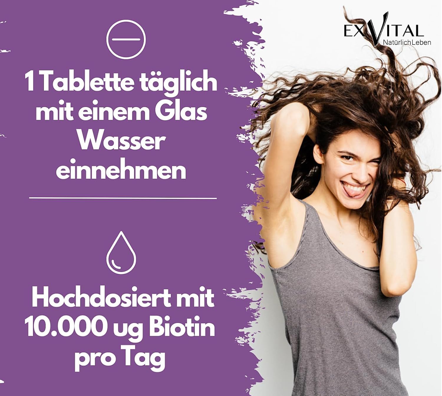 Biotin Tabletten 10.000 µg für Haare, Haut und Fingernägel Tabletten, 91,25 g