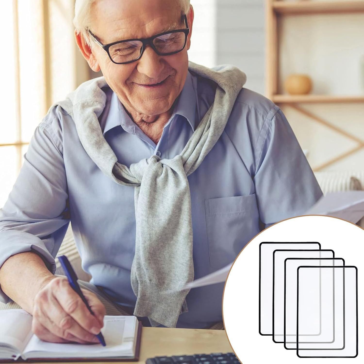 FELIXLEO Lupenbrille 3X Vollseiten Lese Lupe, Große und Leichte rechteckige Lupe, 2-tlg.