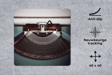 MuchoWow Gaming Mauspad Schreibmaschine - Retro - Briefe (1-St), Mousepad mit Rutschfester Unterseite, Gaming, 40x40 cm, XXL, Großes
