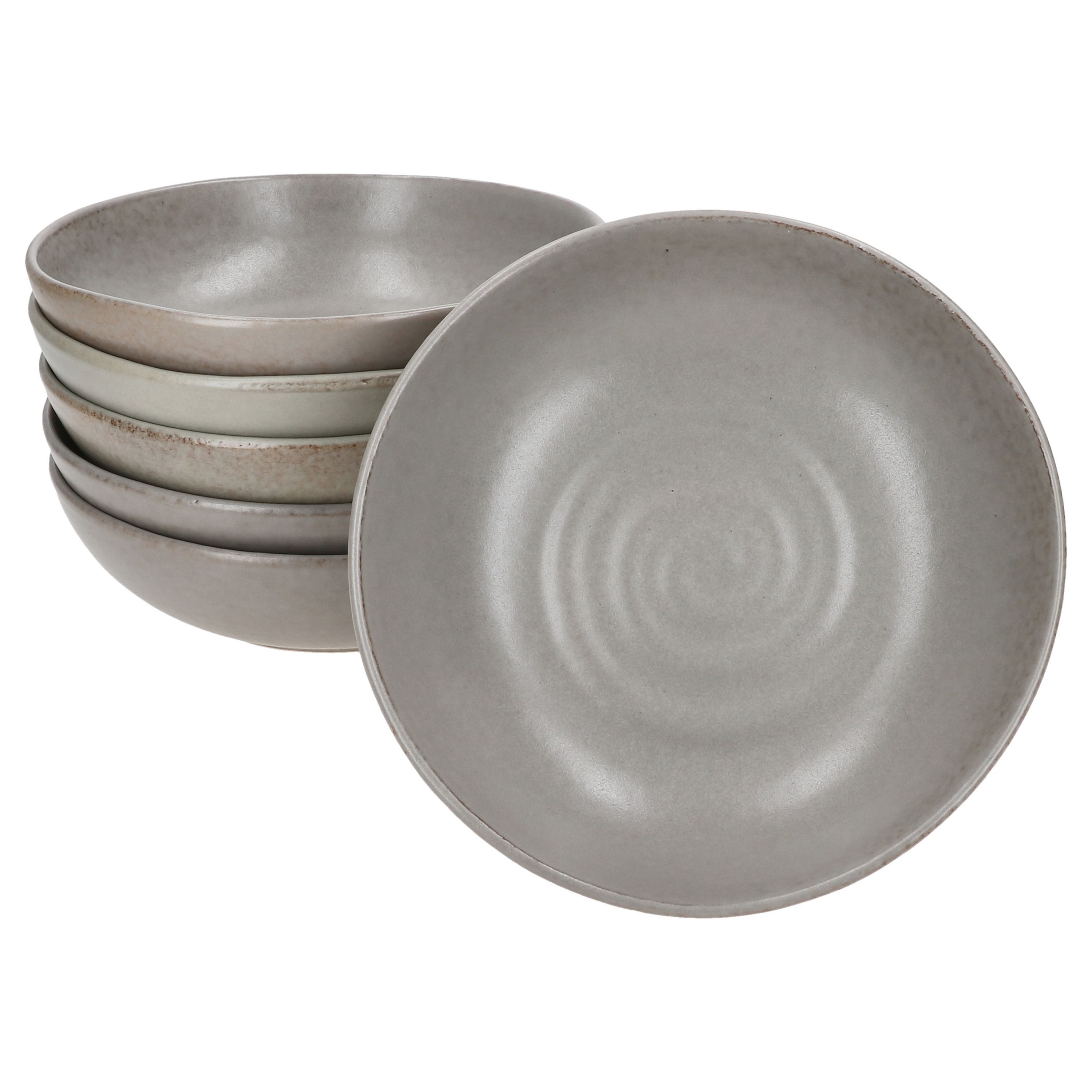 MamboCat Suppenteller MamboCat 6er Set Clay Grau Suppenteller Steingut Strudel-Dekor Pasta