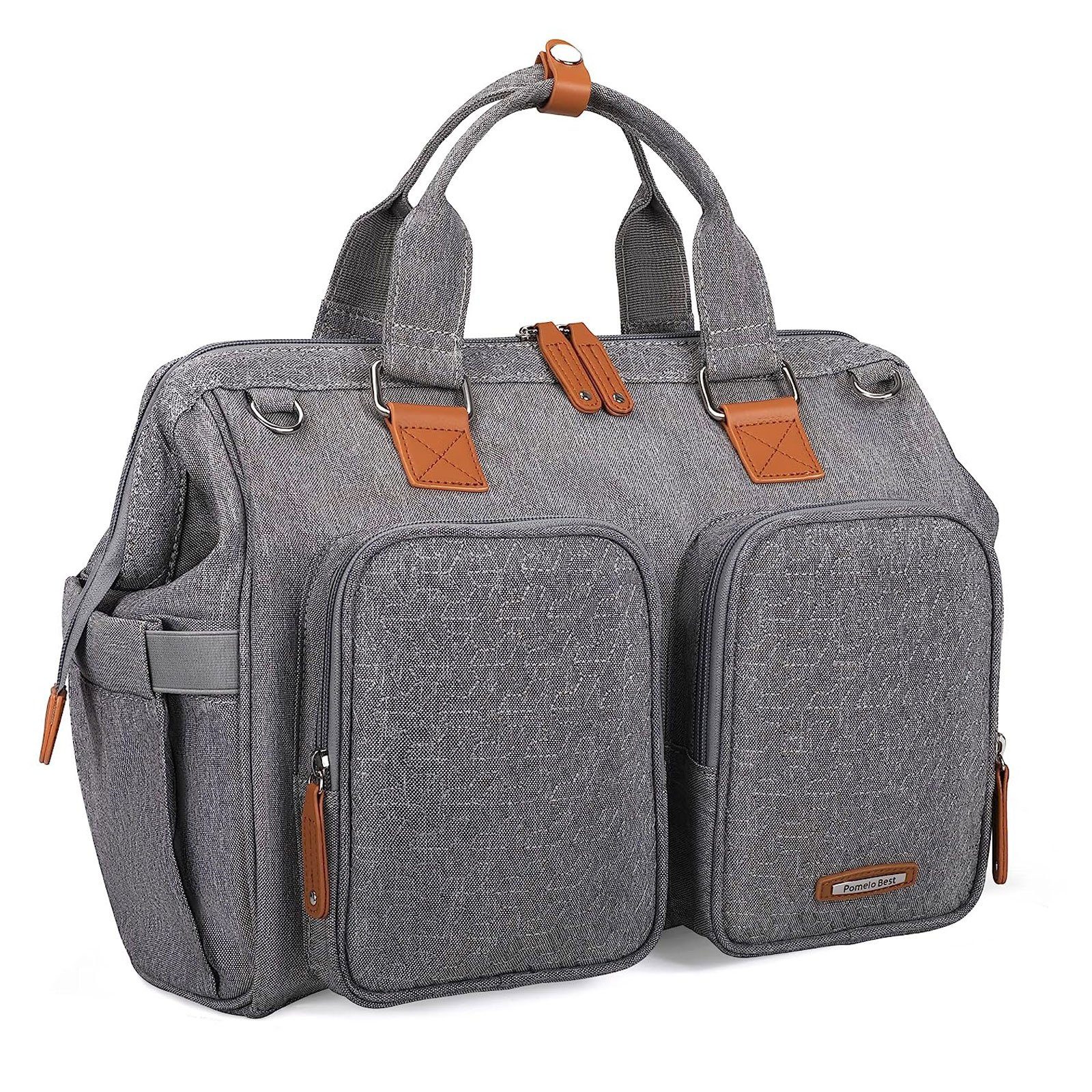 REDOM Wickeltasche Baby Multifunktions-Babytaschen Henkeltasche Umhängetasche Handtasche (Windeln Babyflasche Milchfläsche Tasche mit isoliertem Flaschenhalter, Multifunktional, Babytasche, Wickeltasche, für Mama und Papa unterwegs), mit Handyfach tragbarer mobiler Wickelauflage Nass/Trocken Getrennt Grau