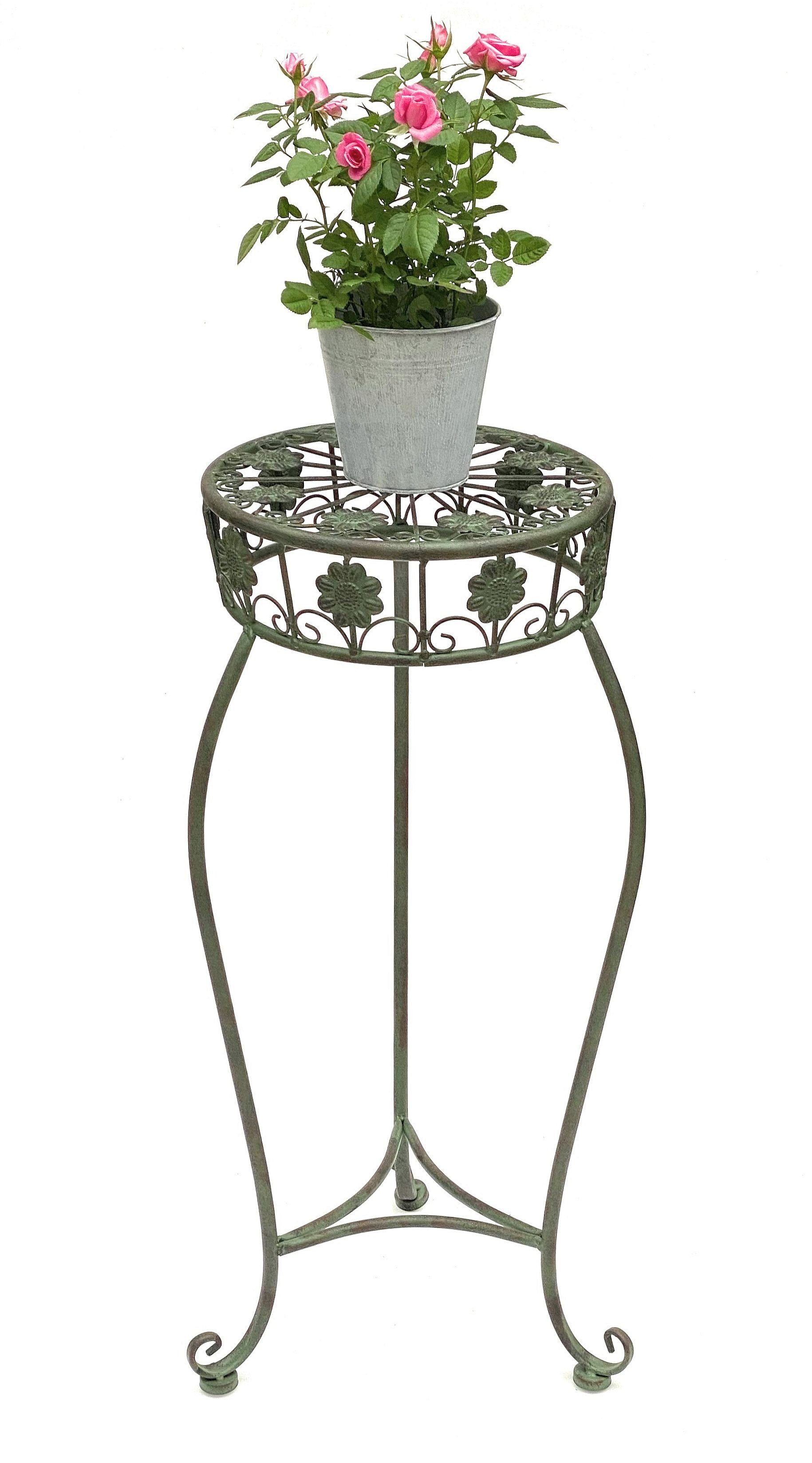 DanDiBo Blumenhocker Metall Grün 50 - 75 cm Blumenständer Blumensäule Antik
