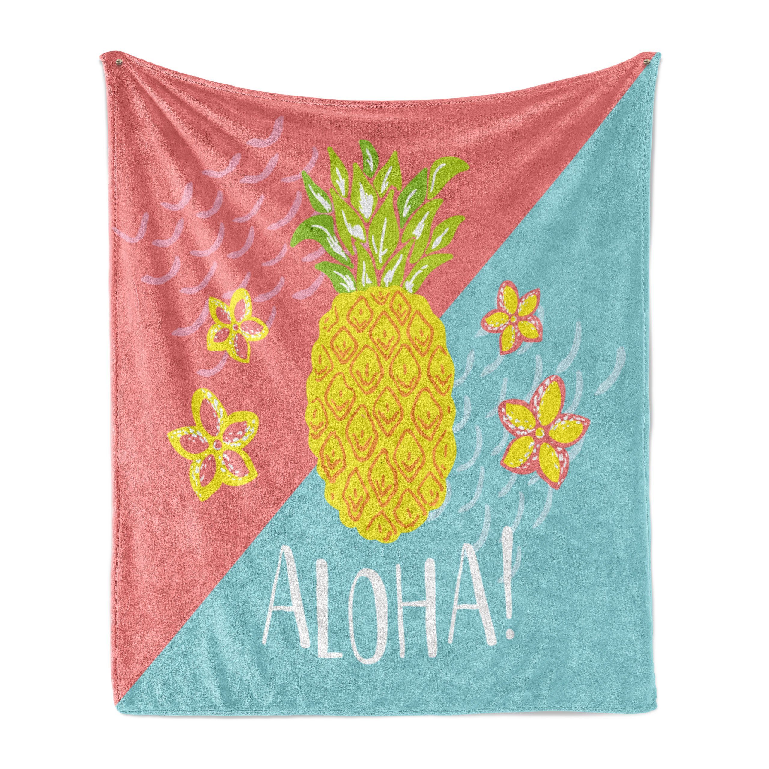 Innen- den Blumen und Abakuhaus, Ananas-Muster Aloha für Wohndecke und Außenbereich, Gemütlicher Plüsch