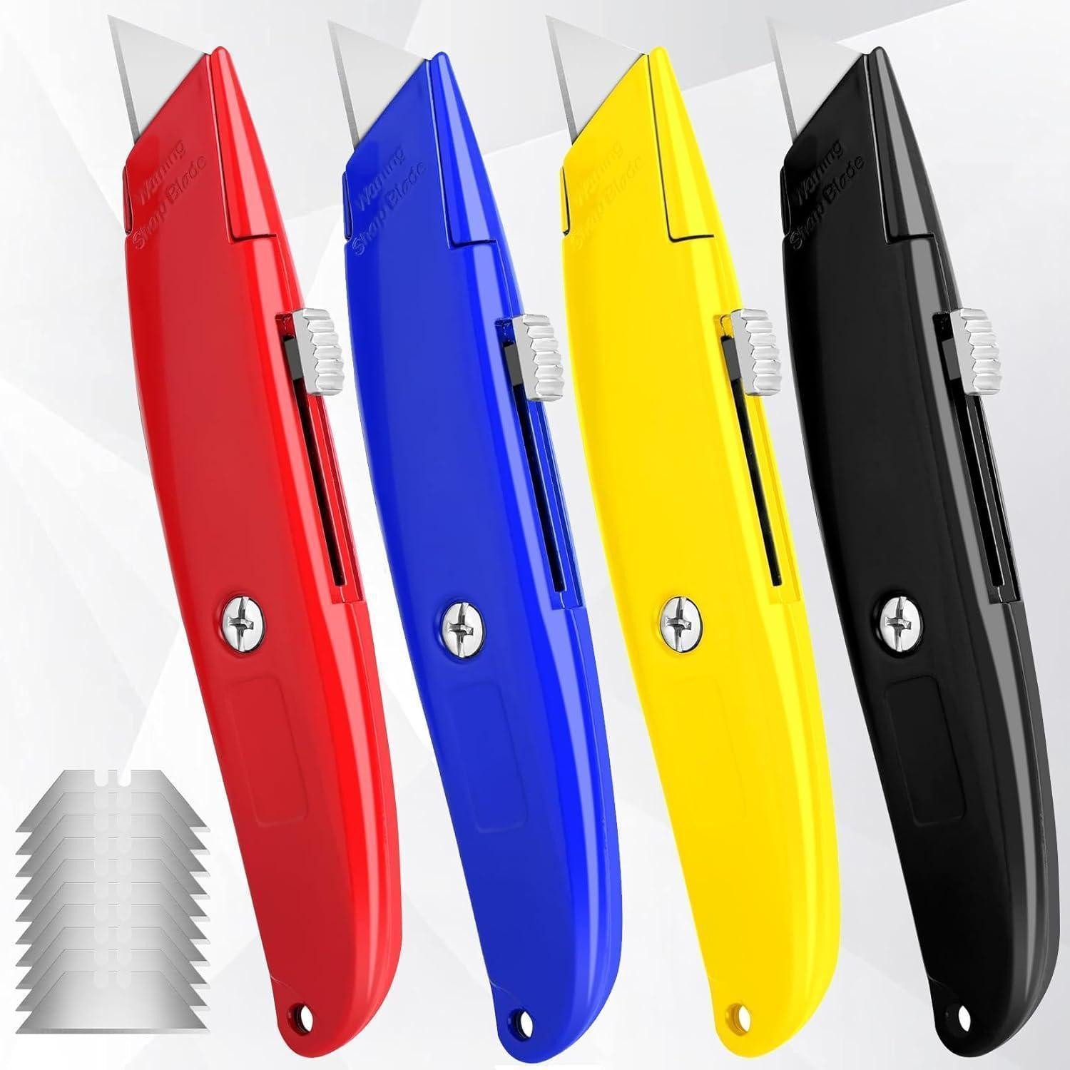 LuxusKollektion Cuttermesser Cuttermesser 4er Set Sicherheitsmesser mit 10 SK5 Ersatzklingen